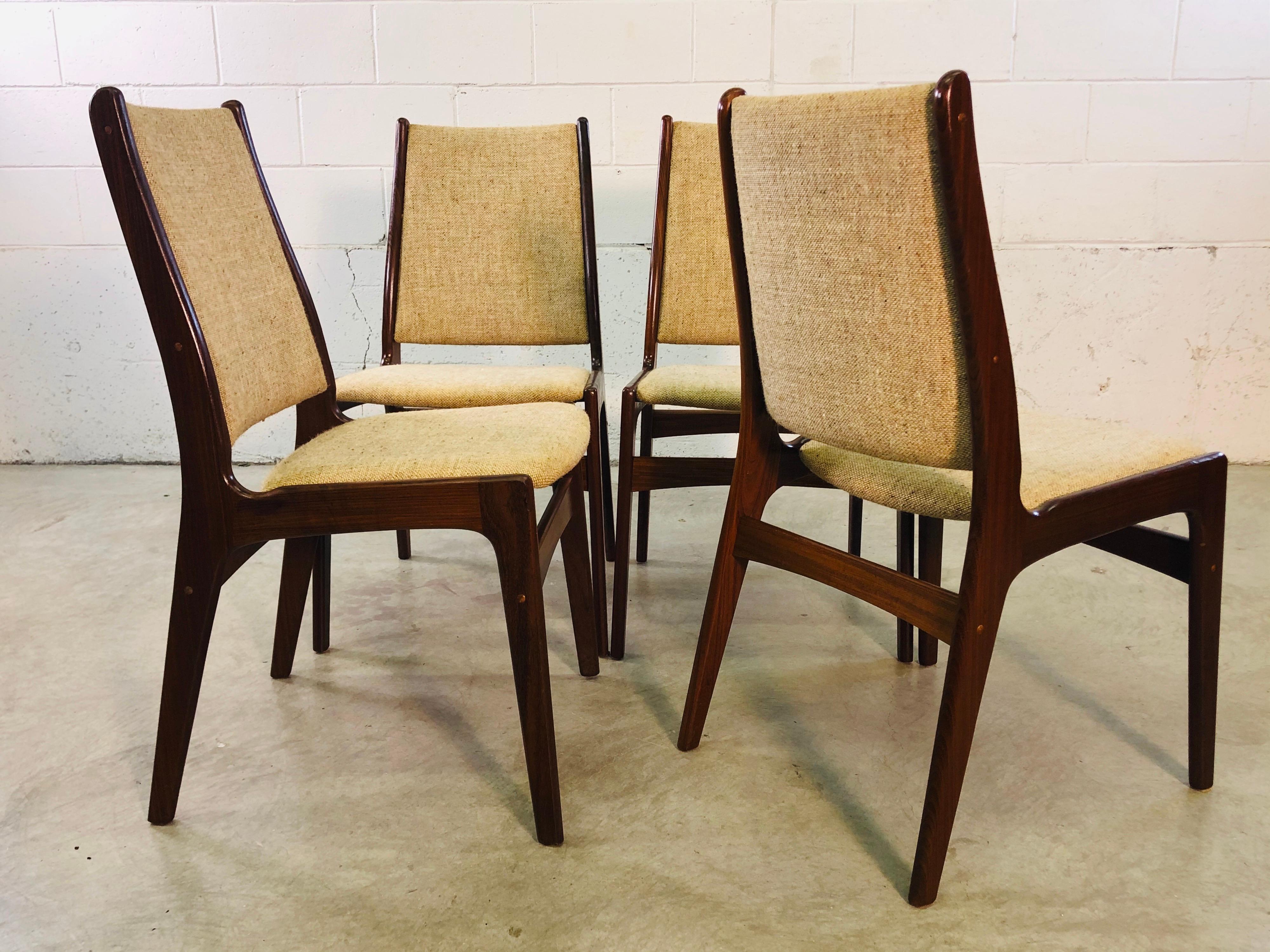 Fabric Danish Teak Johannes Anderson Dining Room Chairs, Set of 4 For Sale