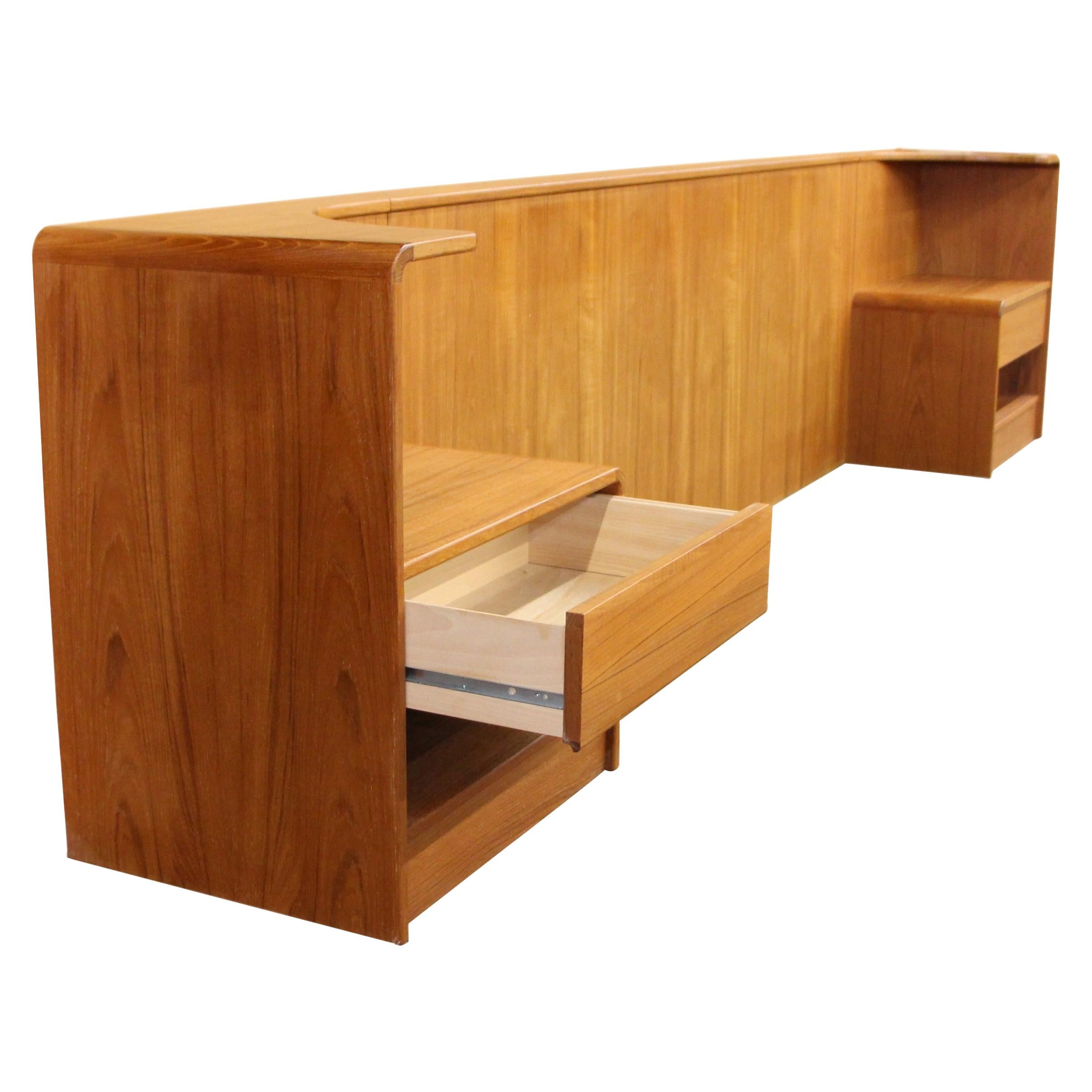 Danish Teak King Size Headboard with Night Stands by Vinde Møbelfabrik For Sale