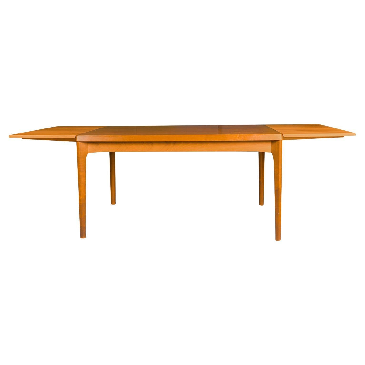 Danish Teak Large Extendable Draw Leaf Dining Table For Sale