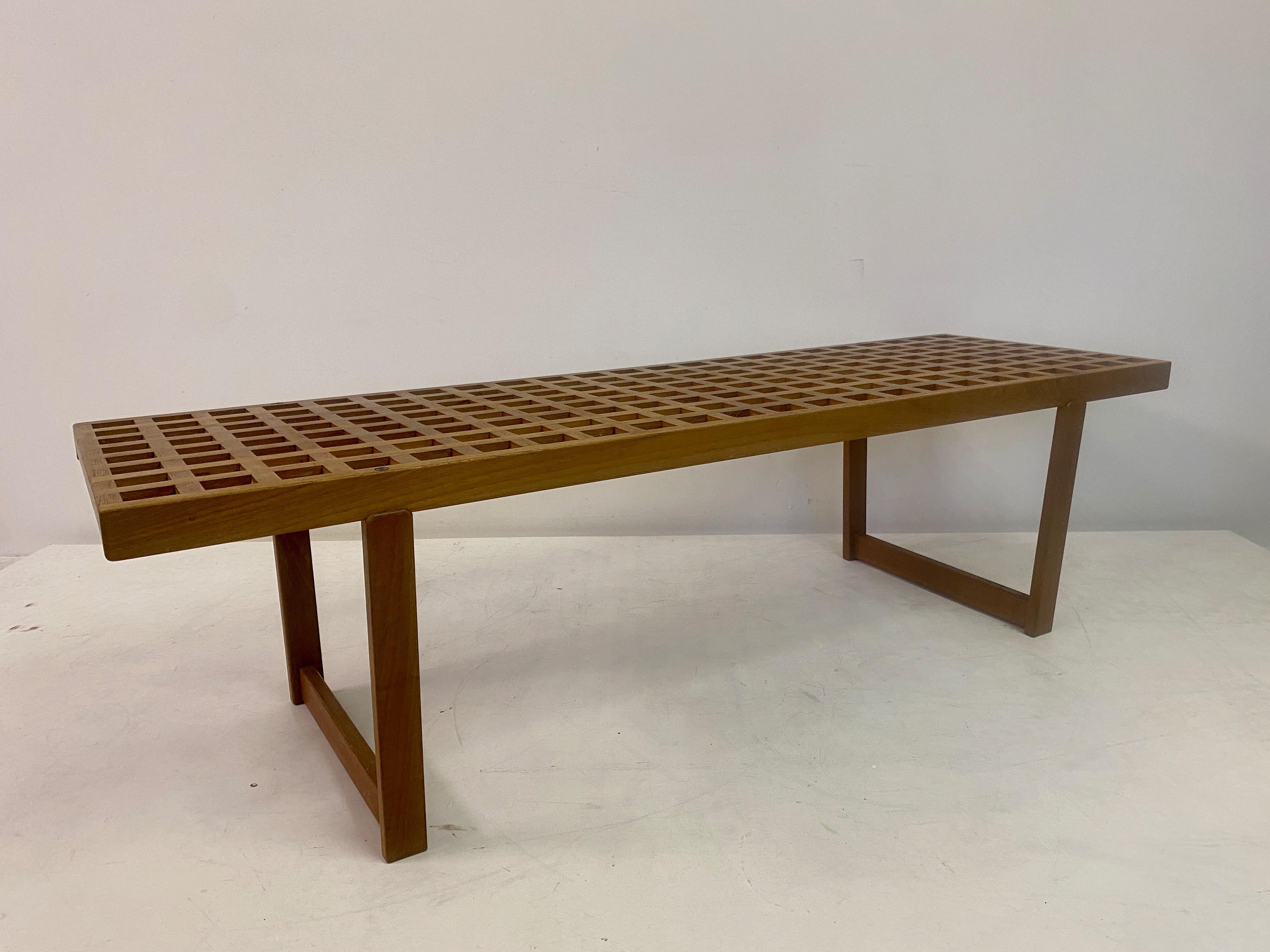 Danish Teak Lattice Bench or Coffee Table by Peter Lovig Nielsen 5