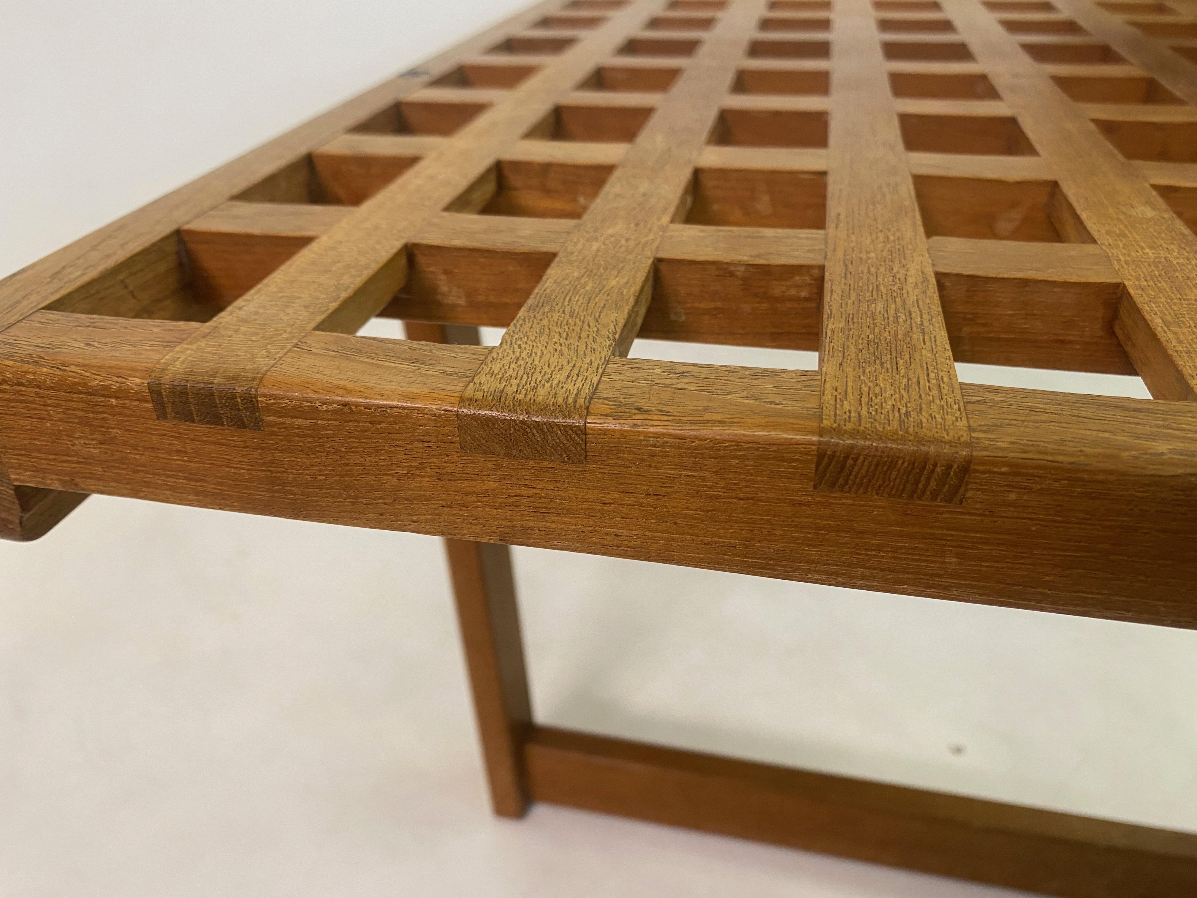 Danish Teak Lattice Bench or Coffee Table by Peter Lovig Nielsen 10