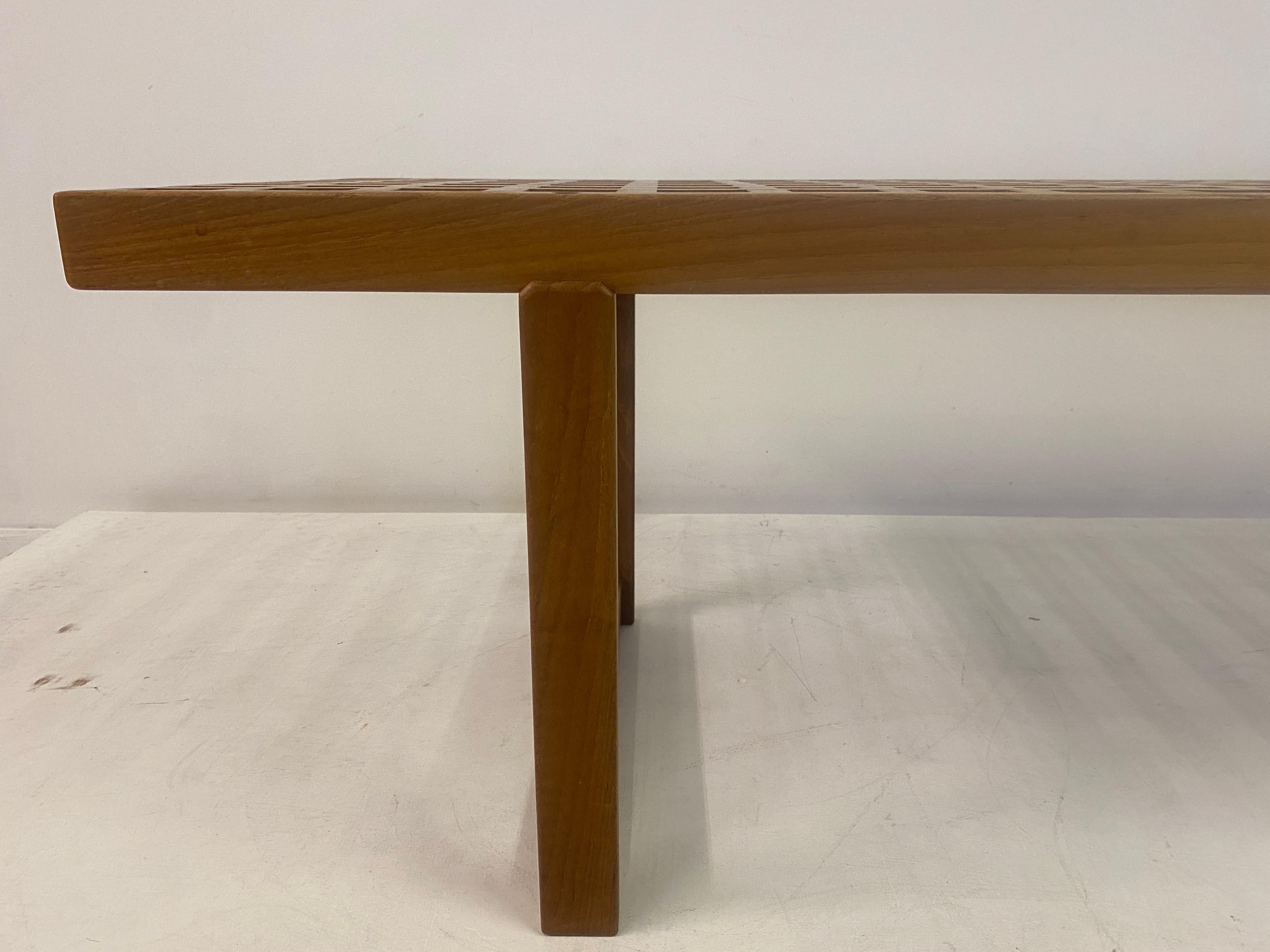 Mid-Century Modern Danish Teak Lattice Bench or Coffee Table by Peter Lovig Nielsen
