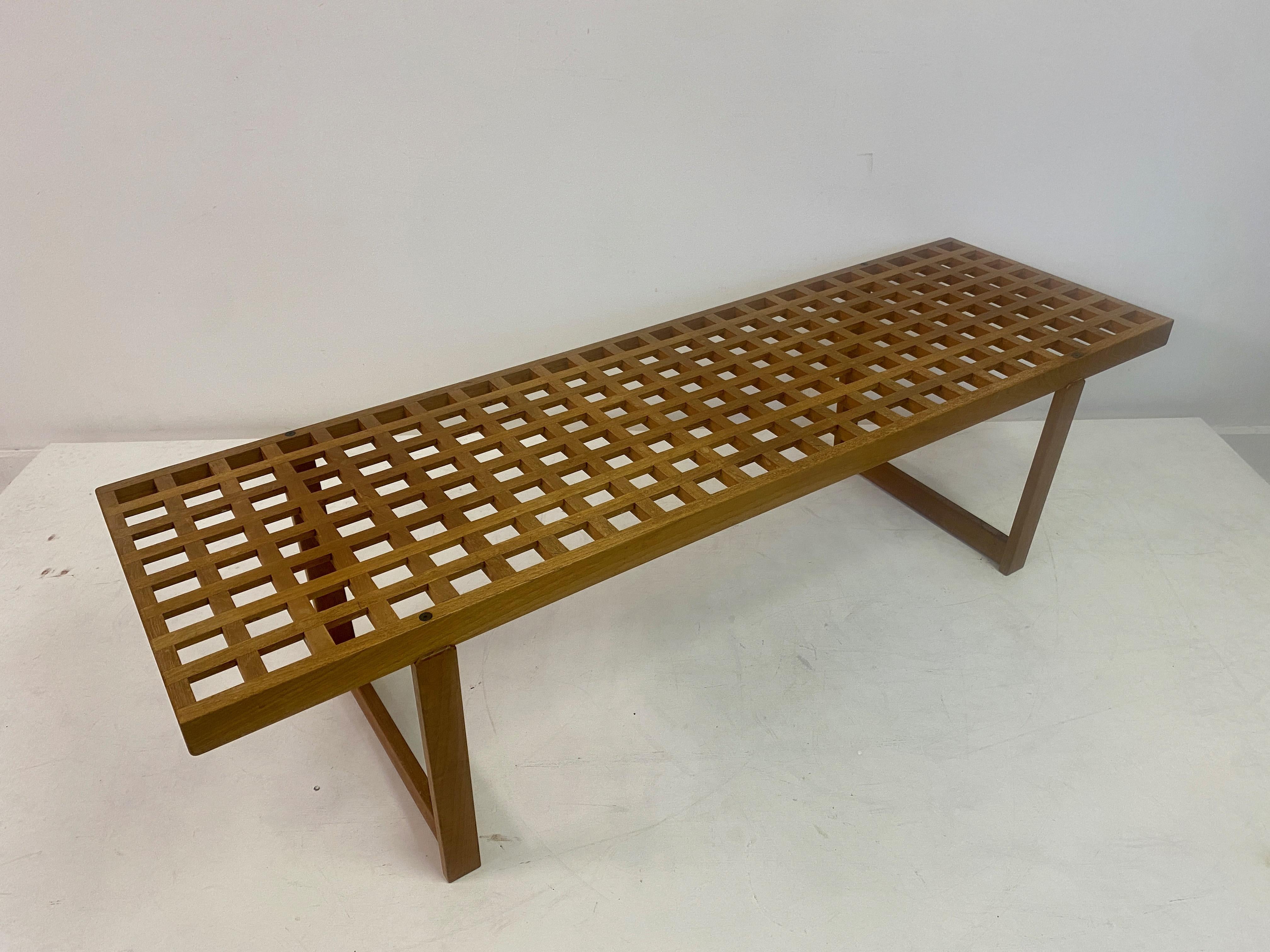 Danish Teak Lattice Bench or Coffee Table by Peter Lovig Nielsen 3