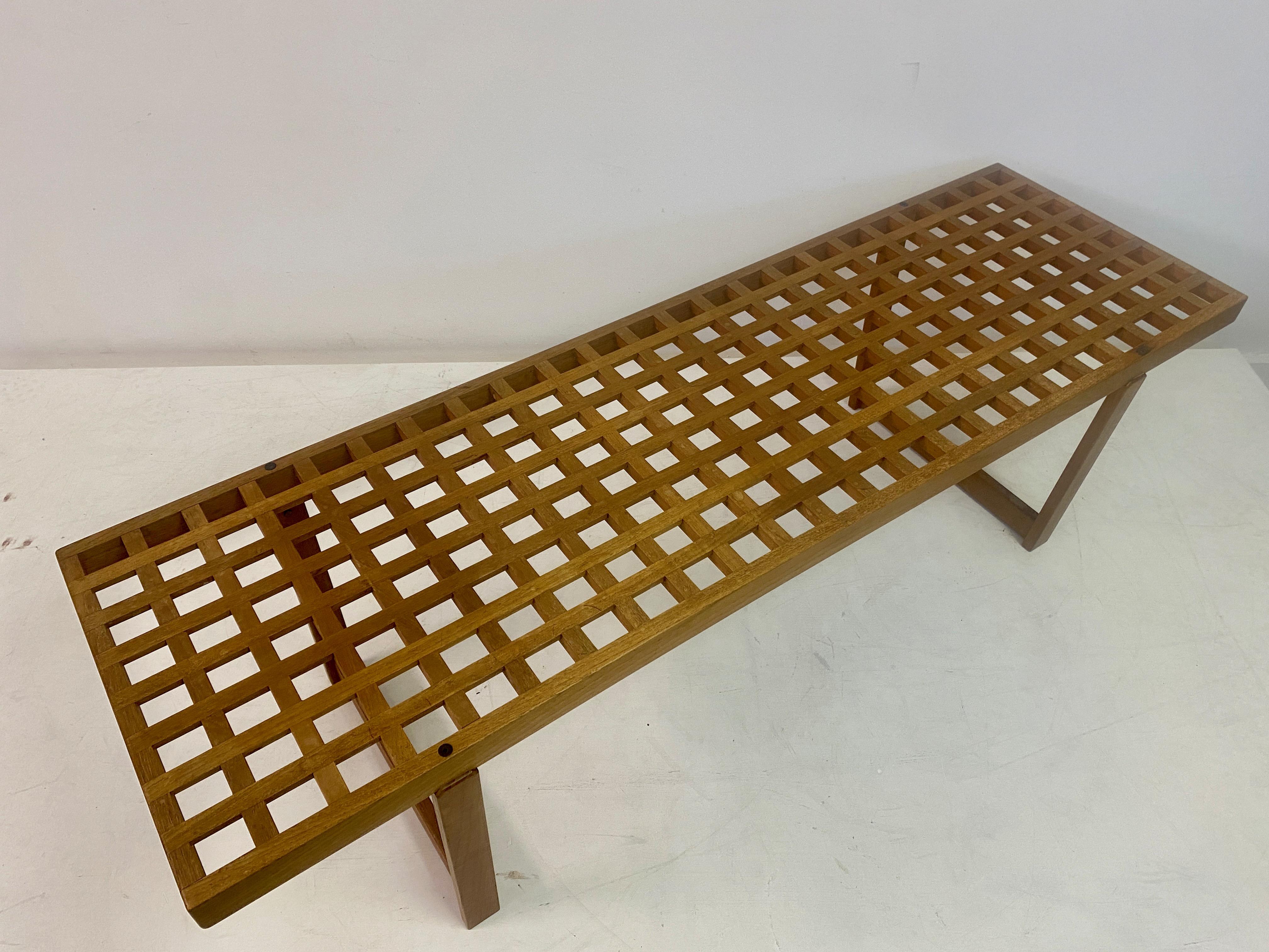 Danish Teak Lattice Bench or Coffee Table by Peter Lovig Nielsen 4