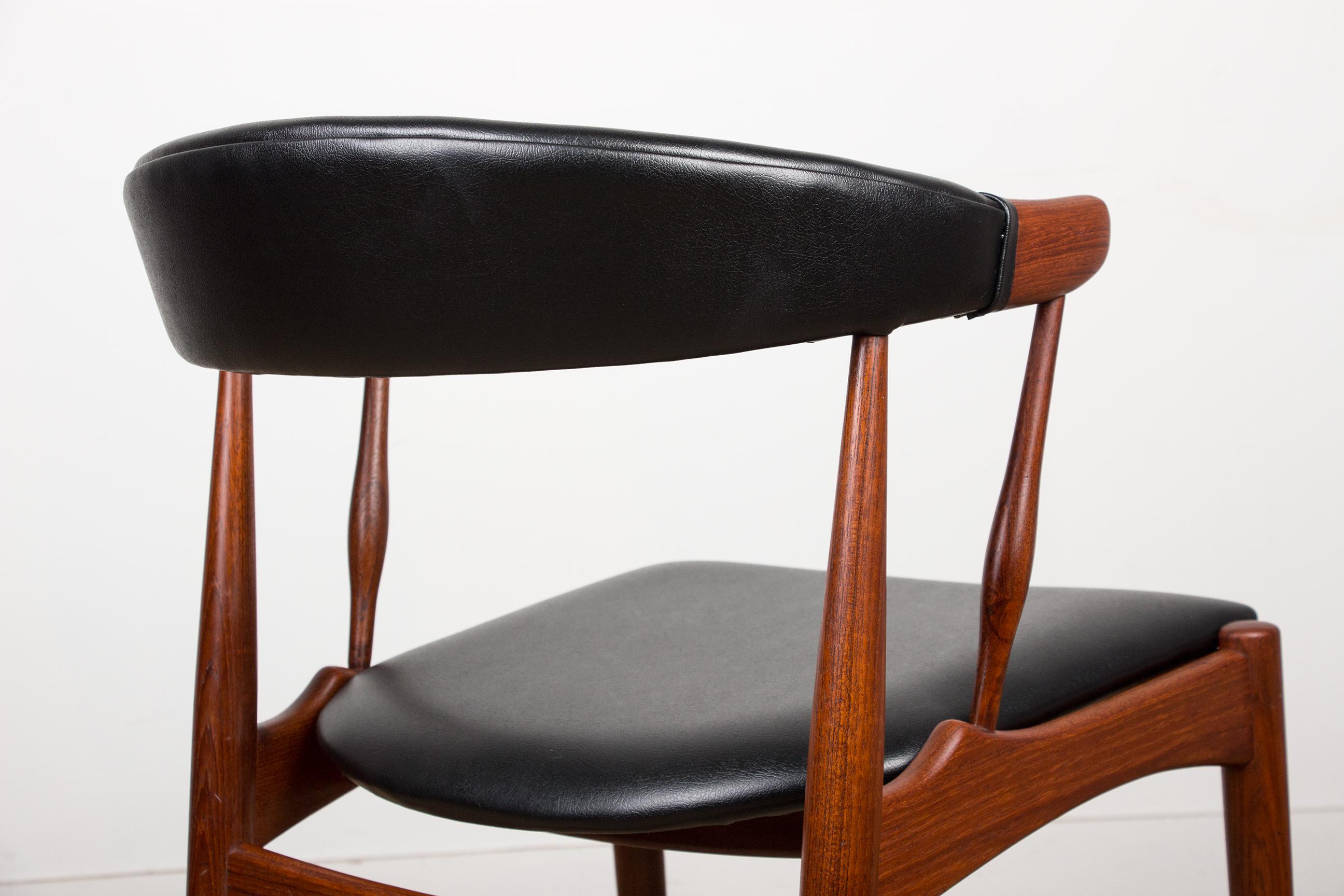 Danish Teak & Leatherette Side Chairs by Johannes Andersen for Bröderna 1960 4