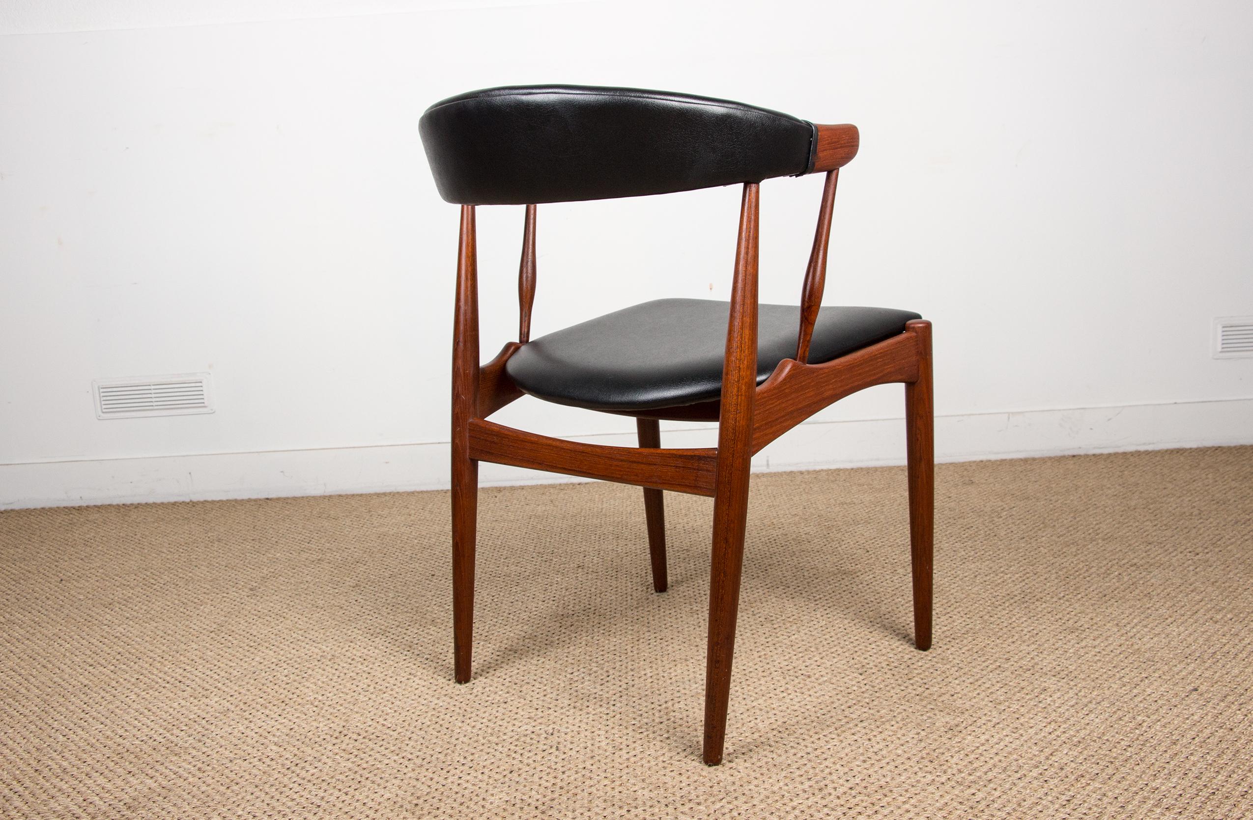 Danish Teak & Leatherette Side Chairs by Johannes Andersen for Bröderna 1960 5