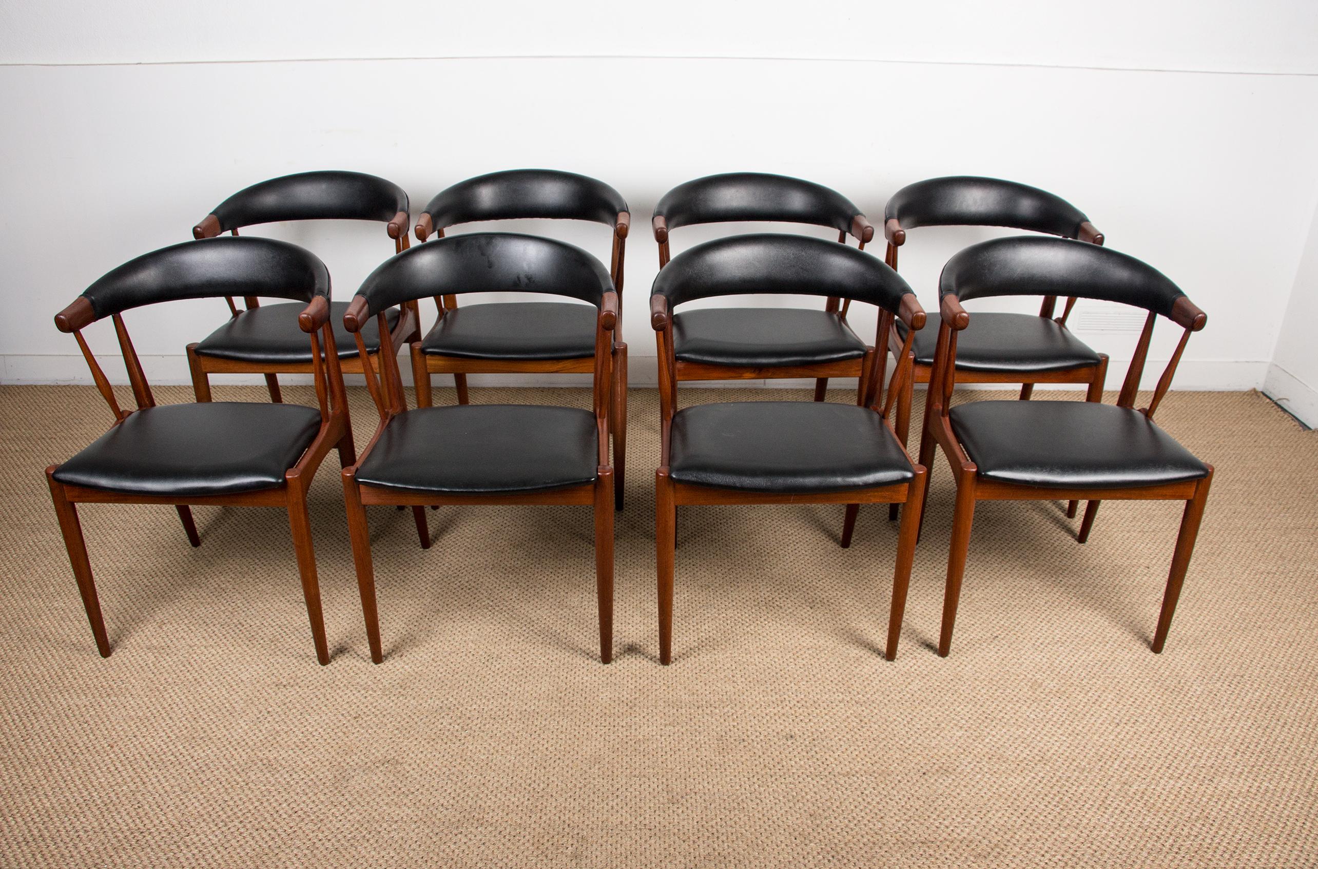 Danish Teak & Leatherette Side Chairs by Johannes Andersen for Bröderna 1960 9