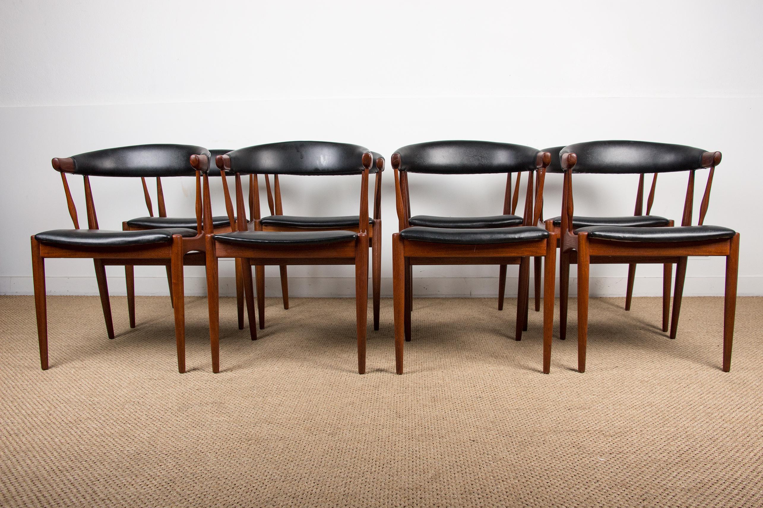 Danish Teak & Leatherette Side Chairs by Johannes Andersen for Bröderna 1960 10