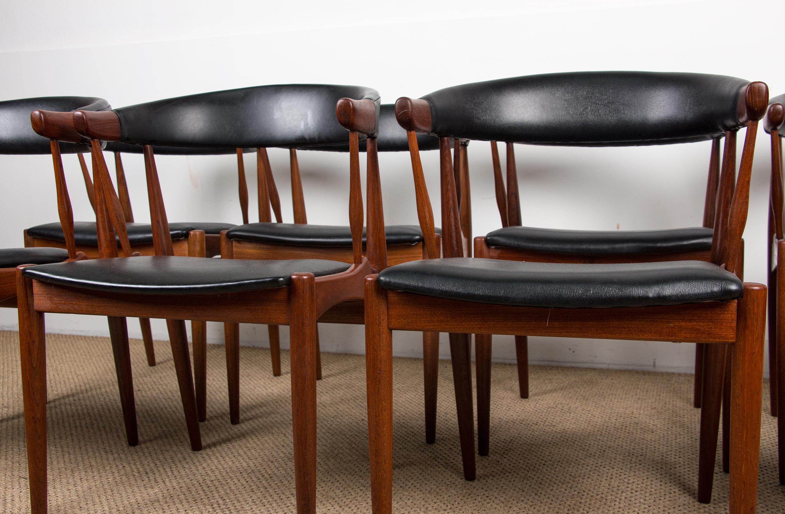 Danish Teak & Leatherette Side Chairs by Johannes Andersen for Bröderna 1960 11