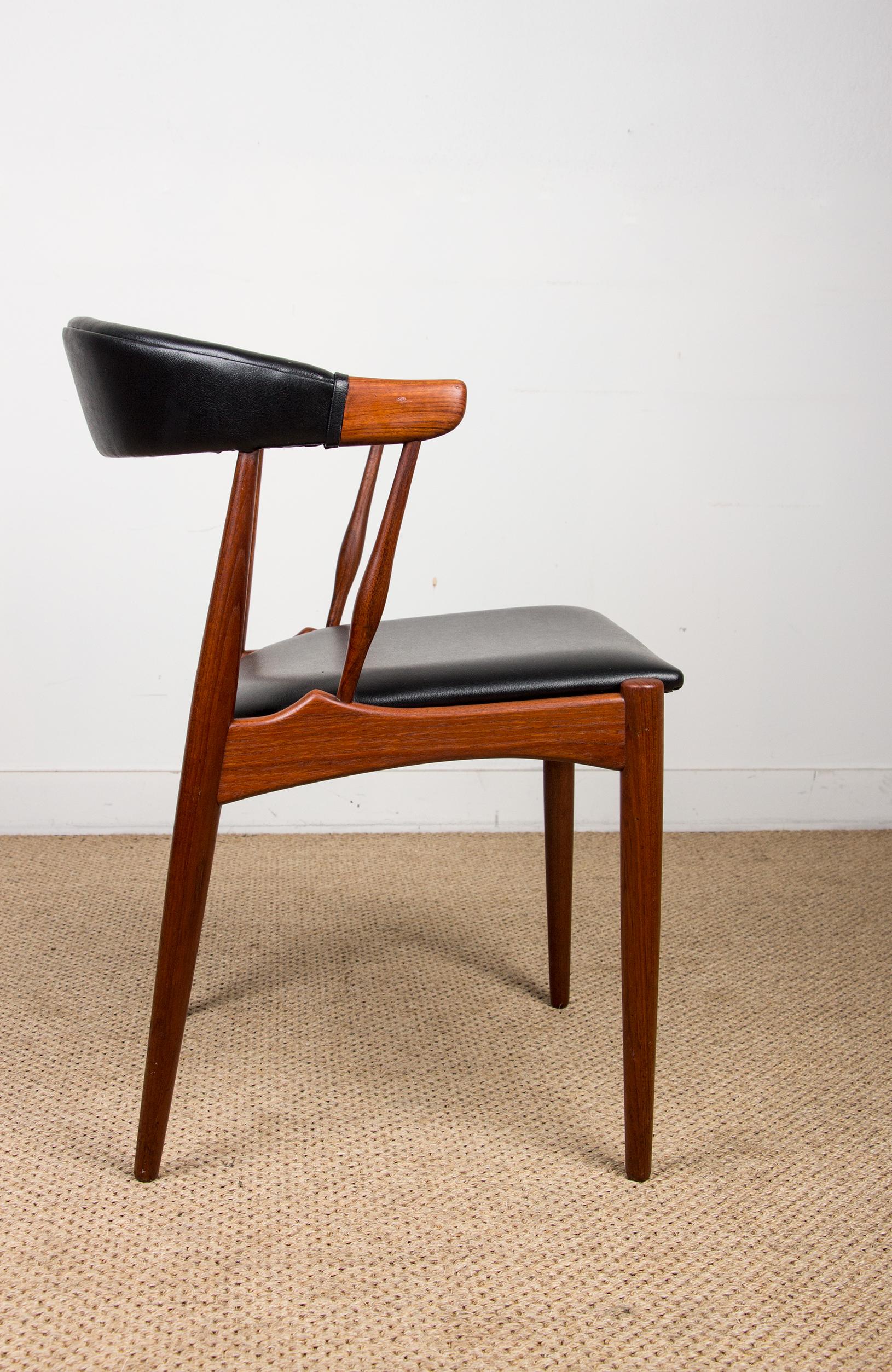 Faux Leather Danish Teak & Leatherette Side Chairs by Johannes Andersen for Bröderna 1960