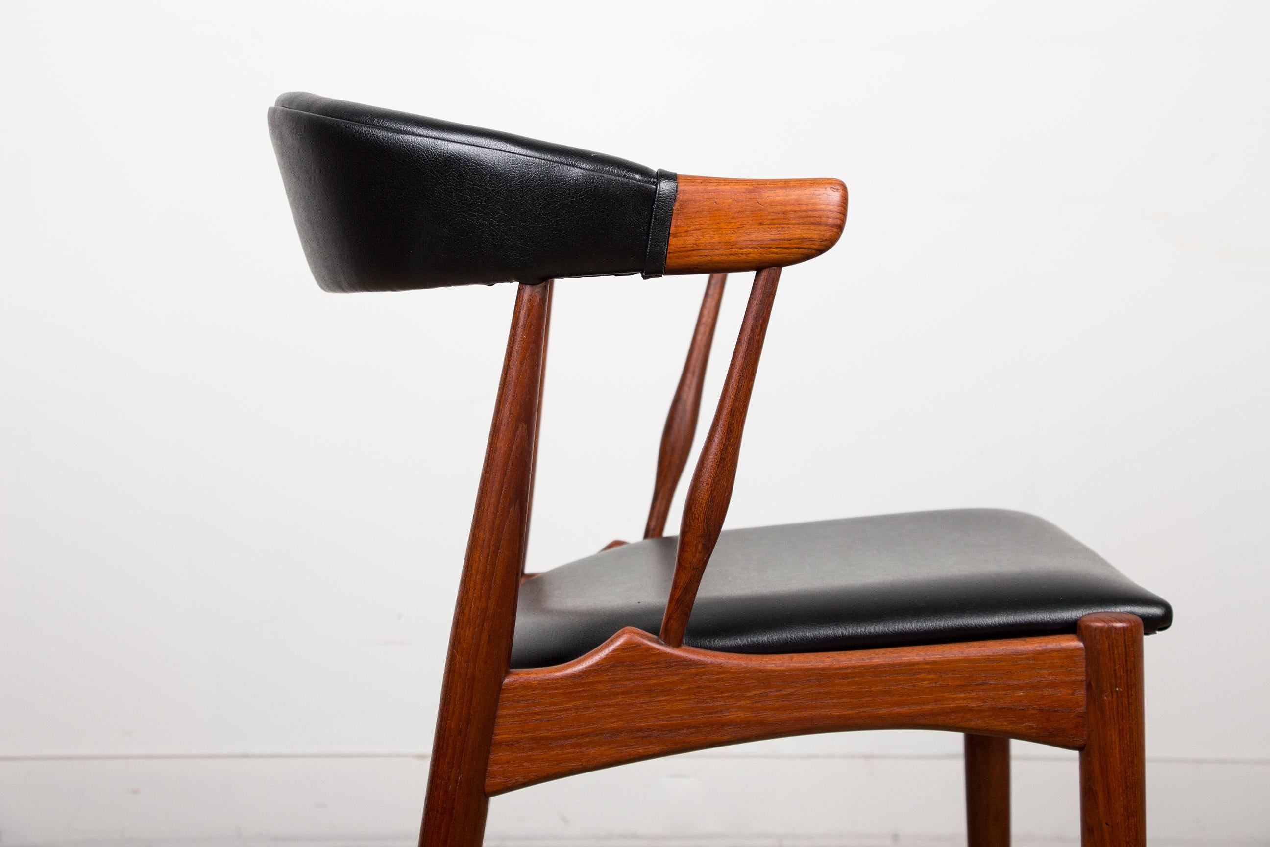 Danish Teak & Leatherette Side Chairs by Johannes Andersen for Bröderna 1960 1