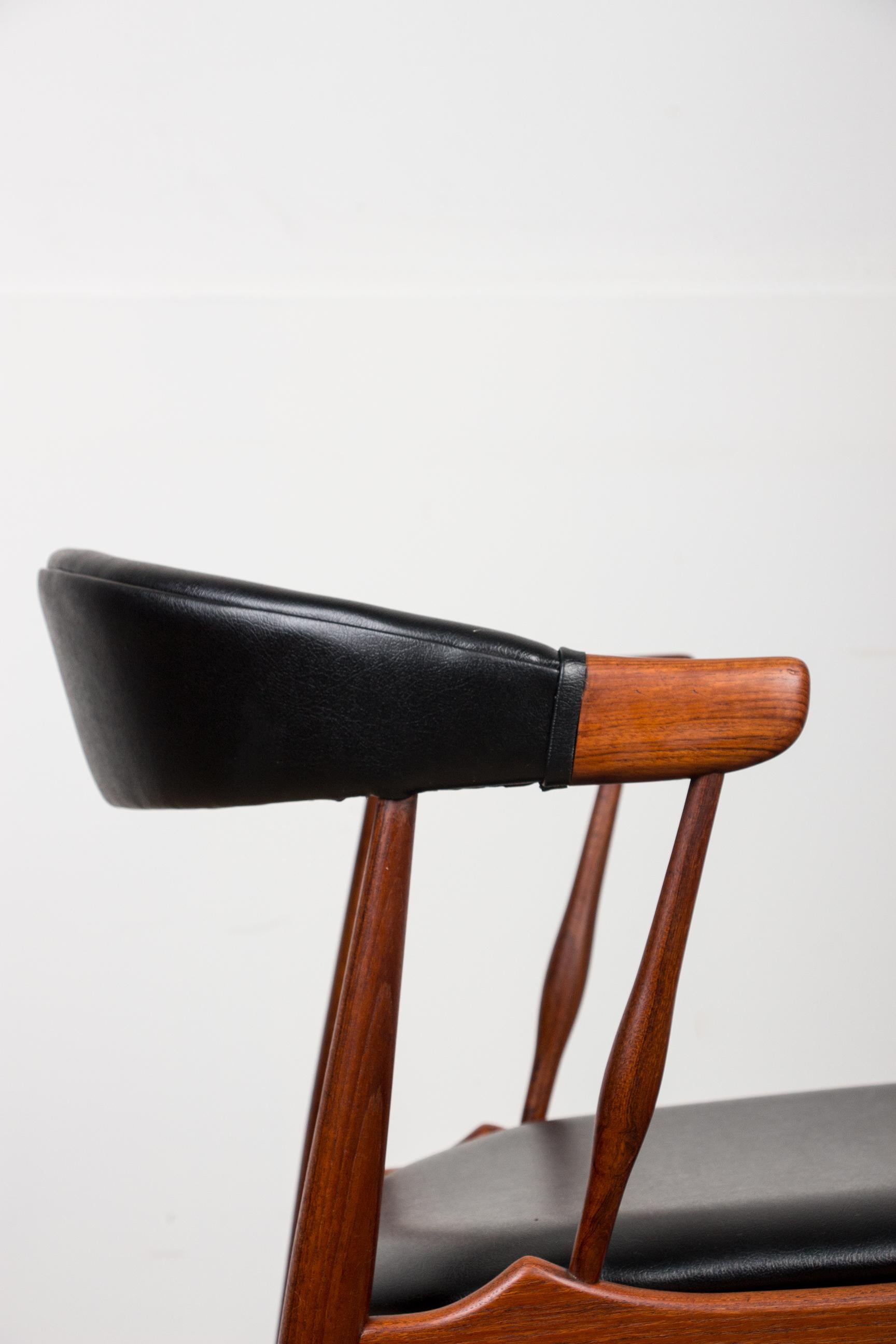 Danish Teak & Leatherette Side Chairs by Johannes Andersen for Bröderna 1960 3