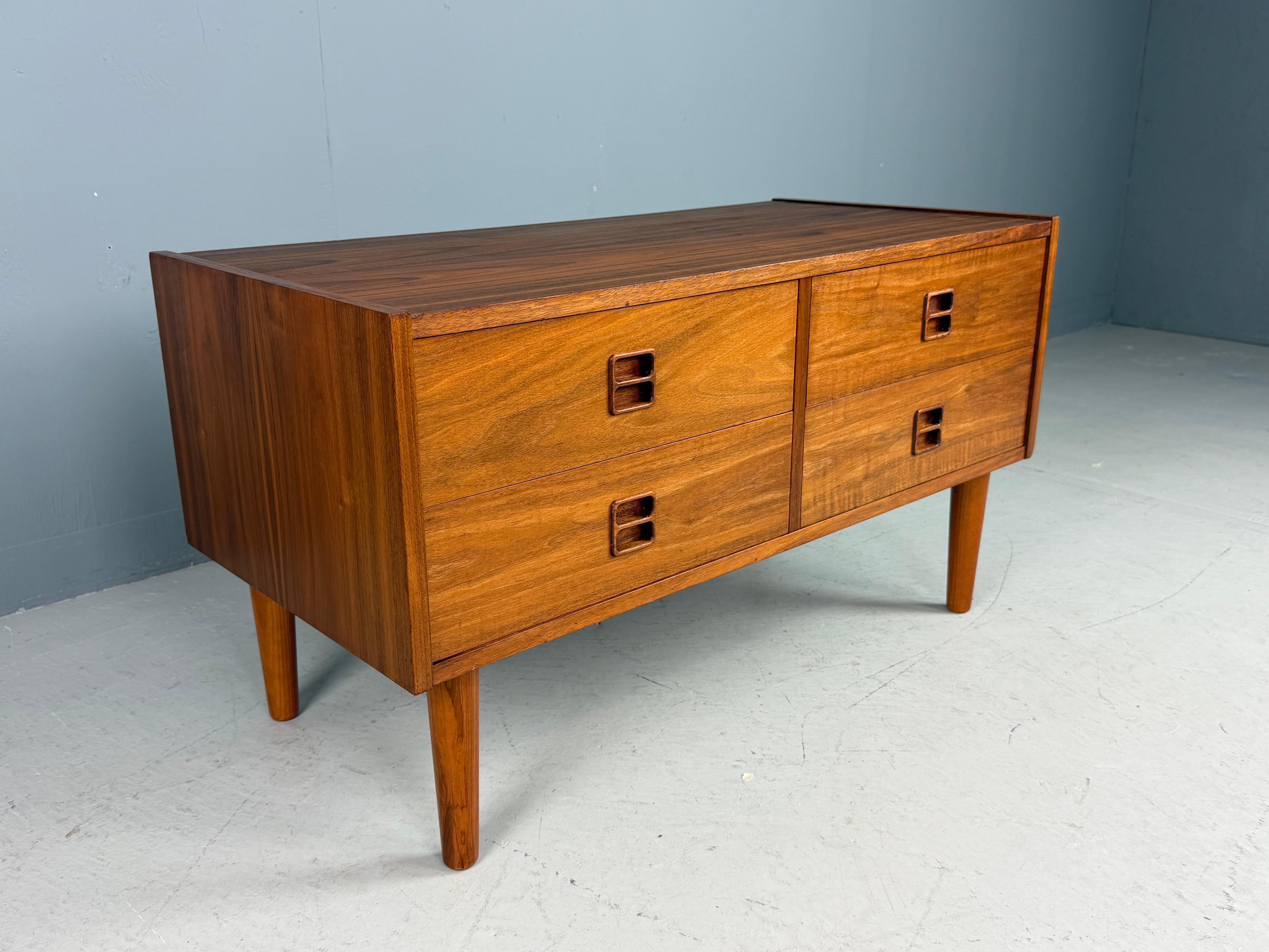 Danese Danish Teak Low Chest with Four Drawers, 1960s in vendita
