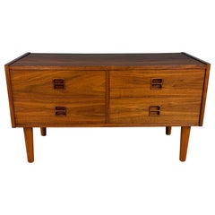 Danish Teak Low Chest with Four Drawers, 1960s