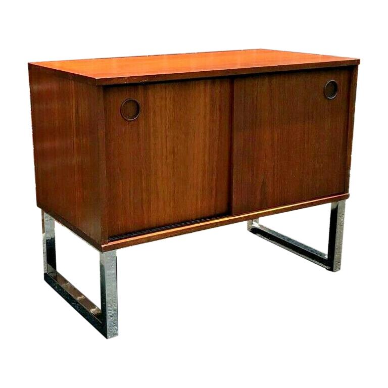 Danish Teak MCM Micro Credenza Sideboard Record Cabinet, 1970s