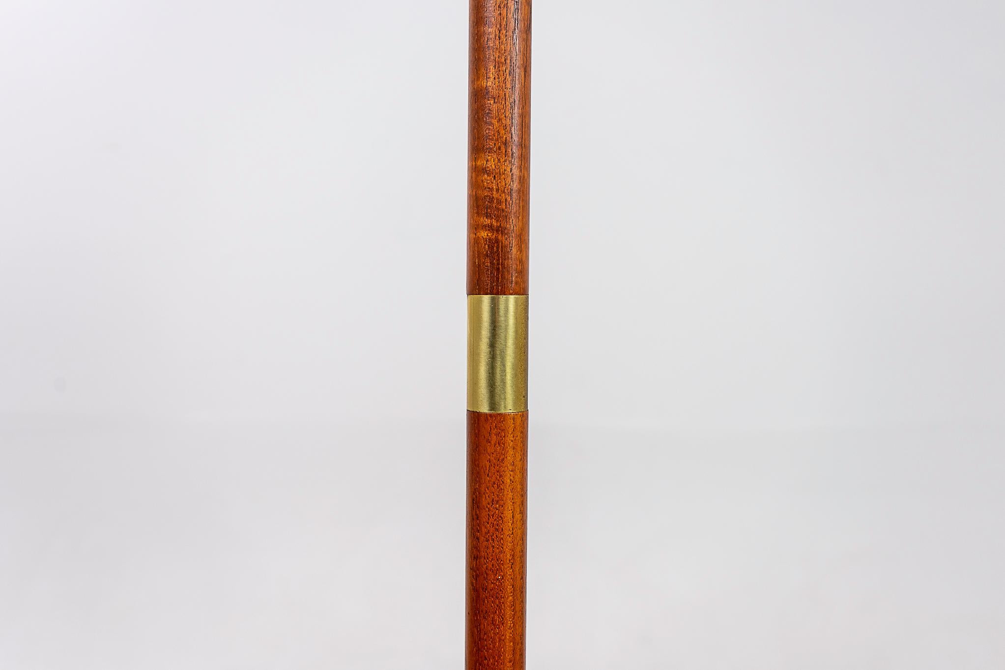 Fabric Danish Teak & Metal Telescopic Floor Lamp