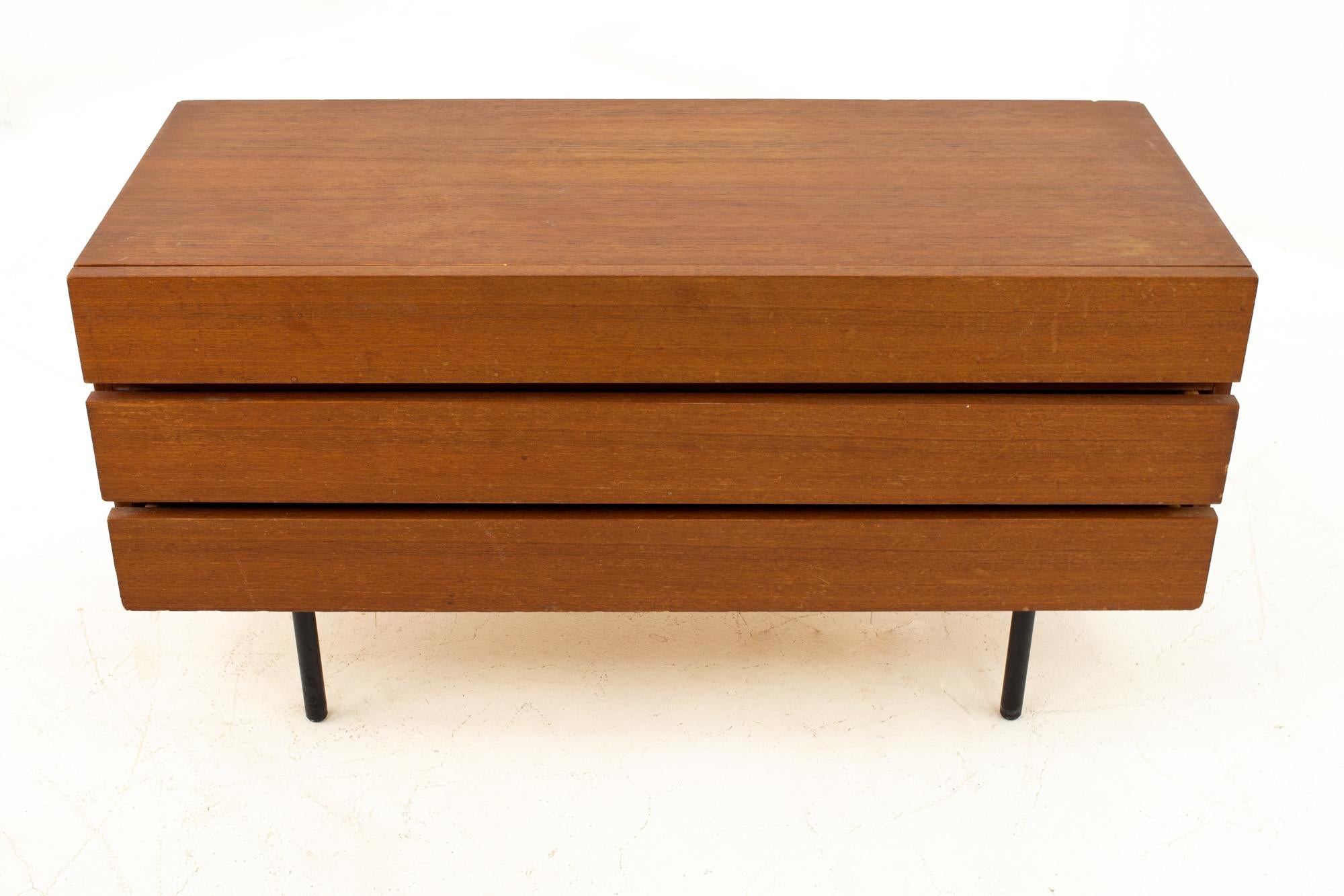 Wood Danish Teak Mid Century 3 Drawer Dresser