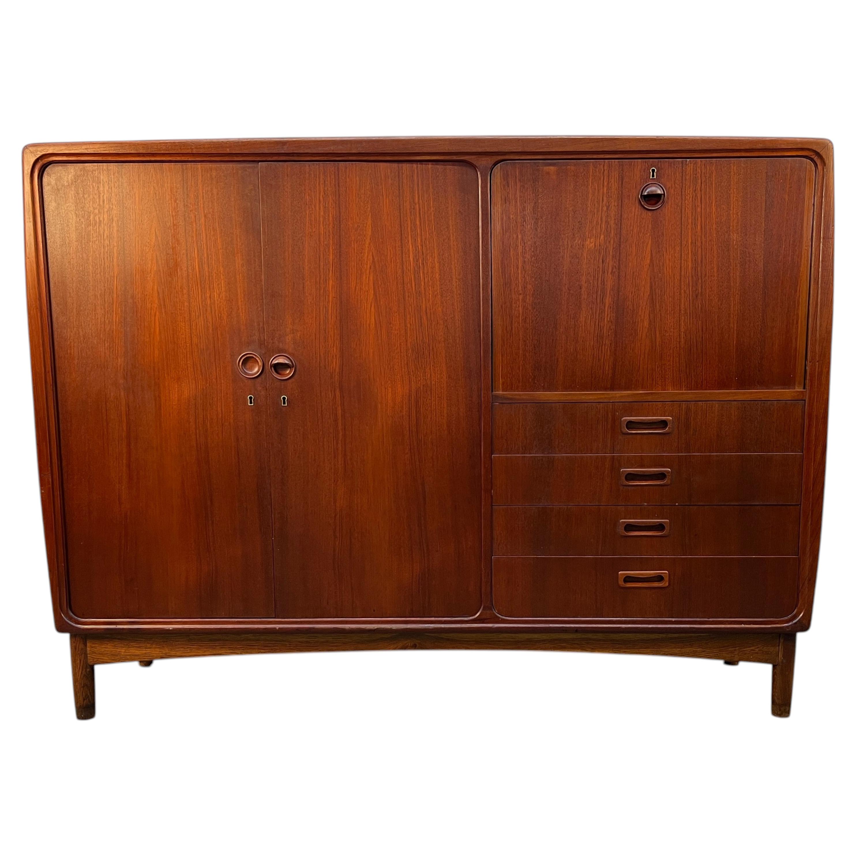 Danish Teak Mid-Century High-Boy Gentleman’s Wardrobe For Sale
