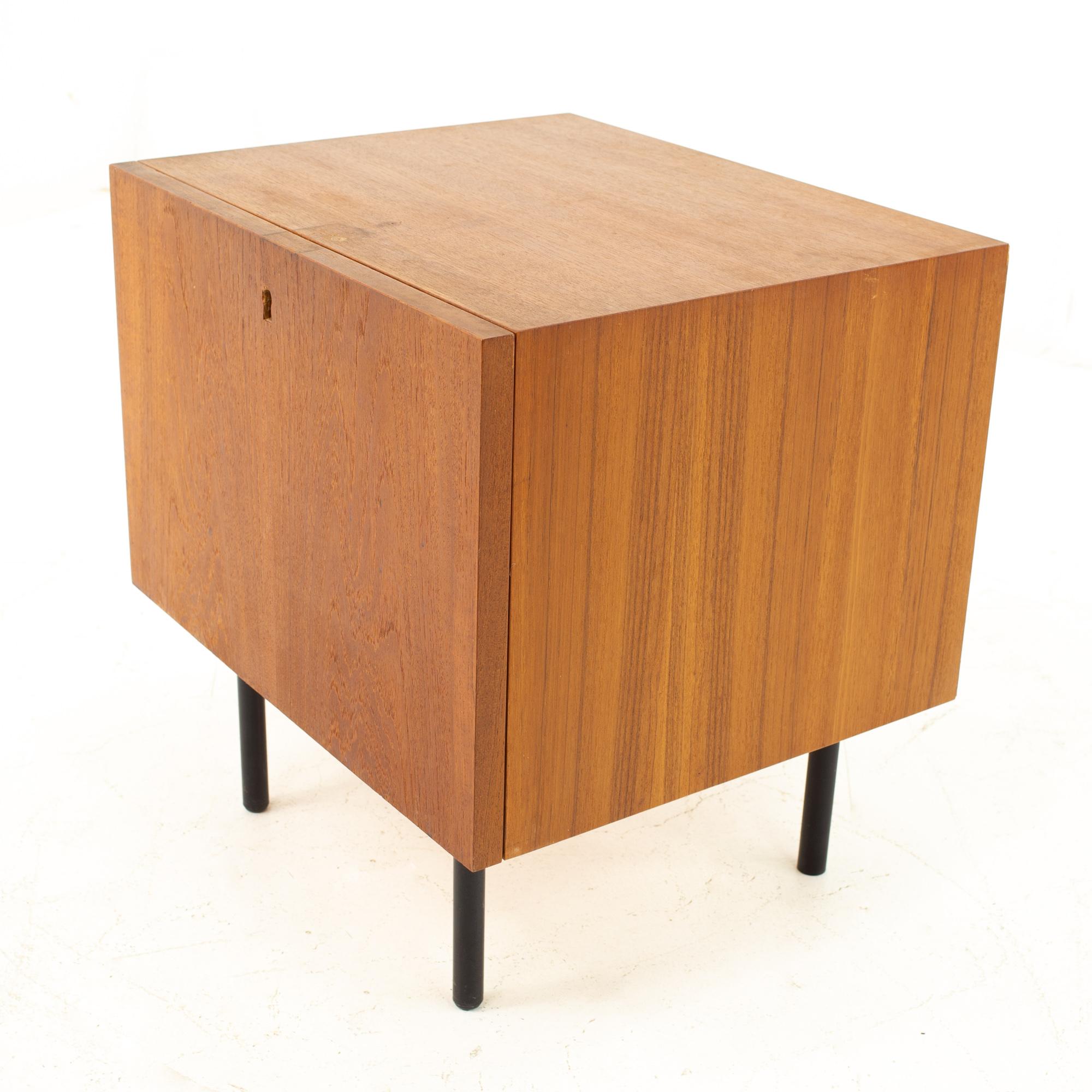 Danish Teak Mid Century Key Holder Nightstand For Sale 2