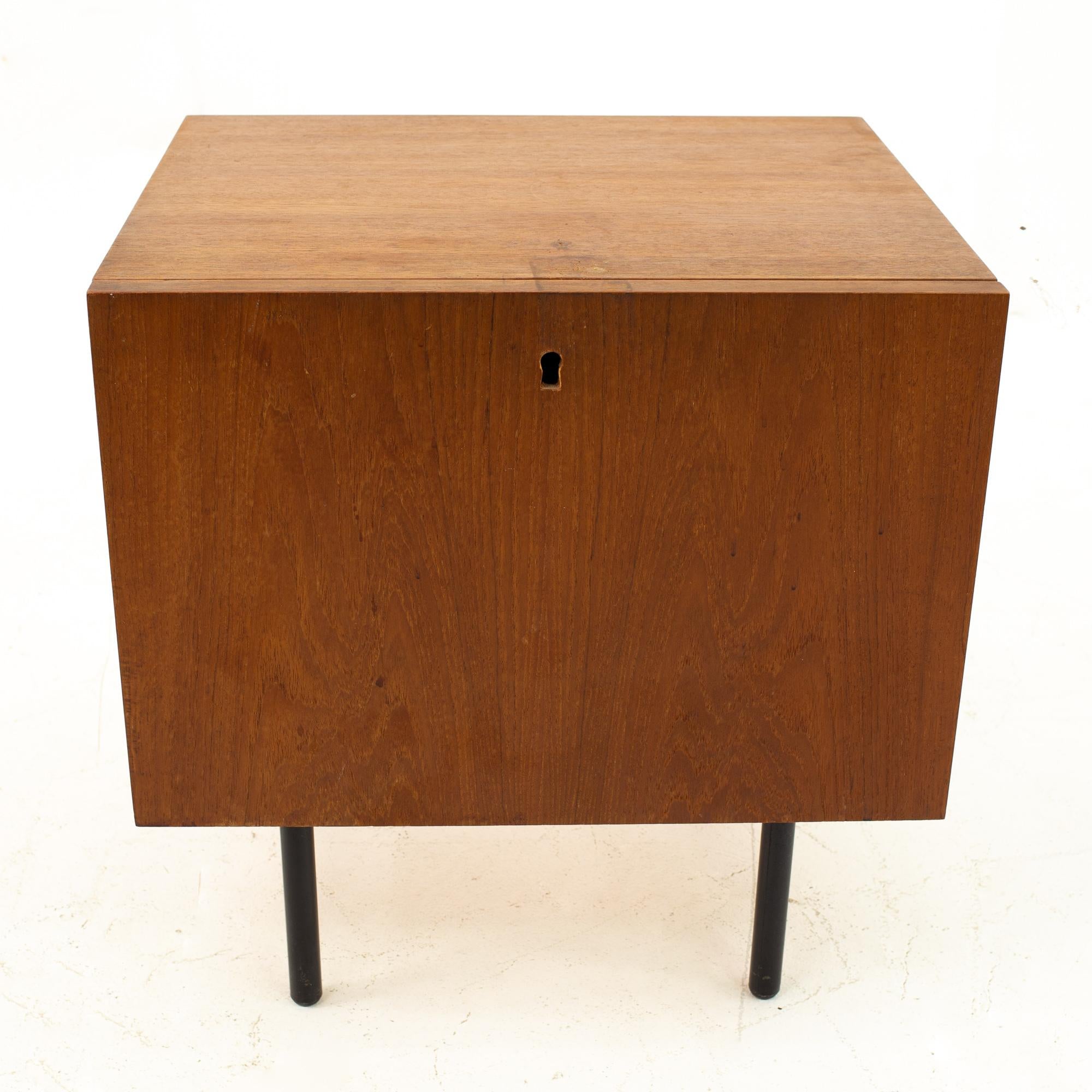 American Danish Teak Mid Century Key Holder Nightstand For Sale