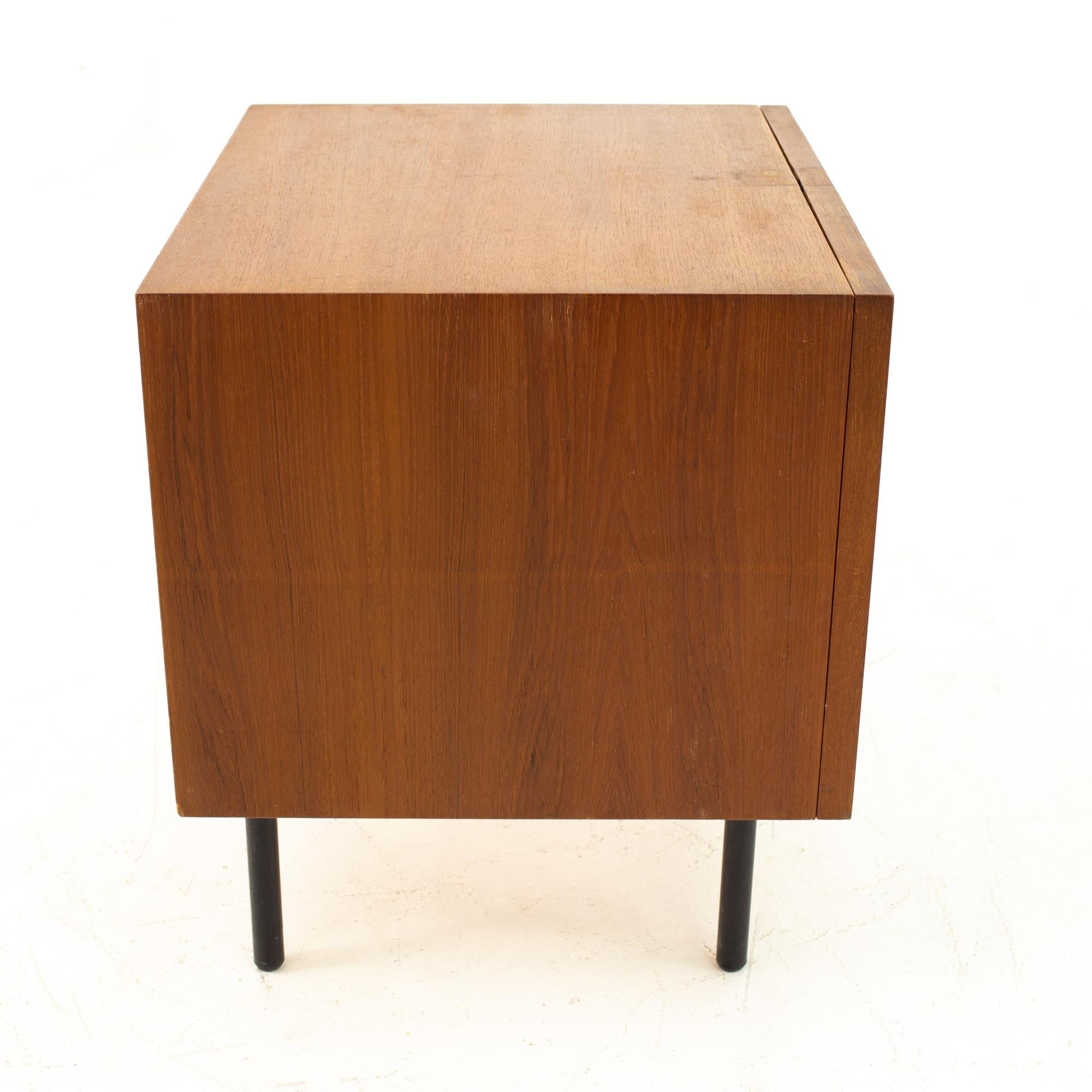 Wood Danish Teak Mid Century Key Holder Nightstand For Sale