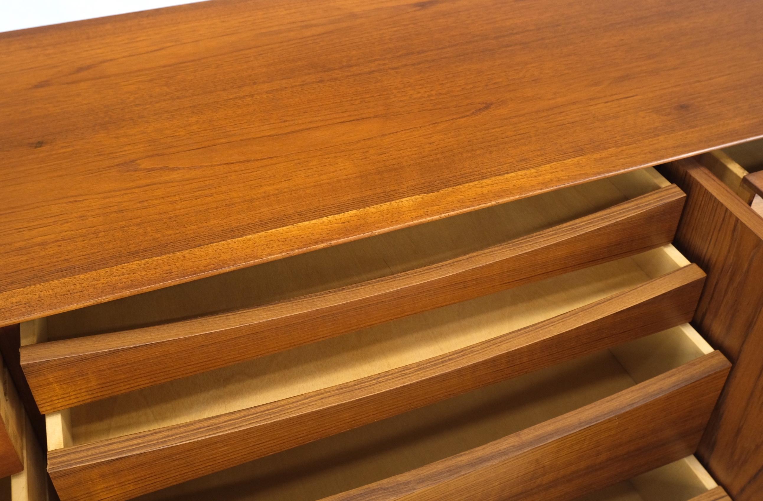20th Century Danish Teak Mid-Century Modern 13 Drawers Long Credenza Dresser Sideboard MINT! For Sale