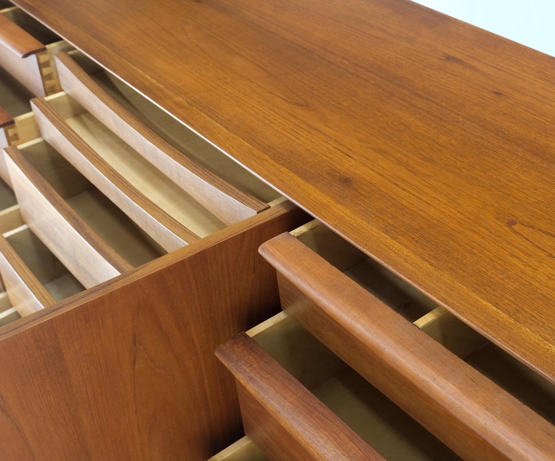 Danish Teak Mid-Century Modern 13 Drawers Long Credenza Dresser Sideboard MINT! For Sale 1