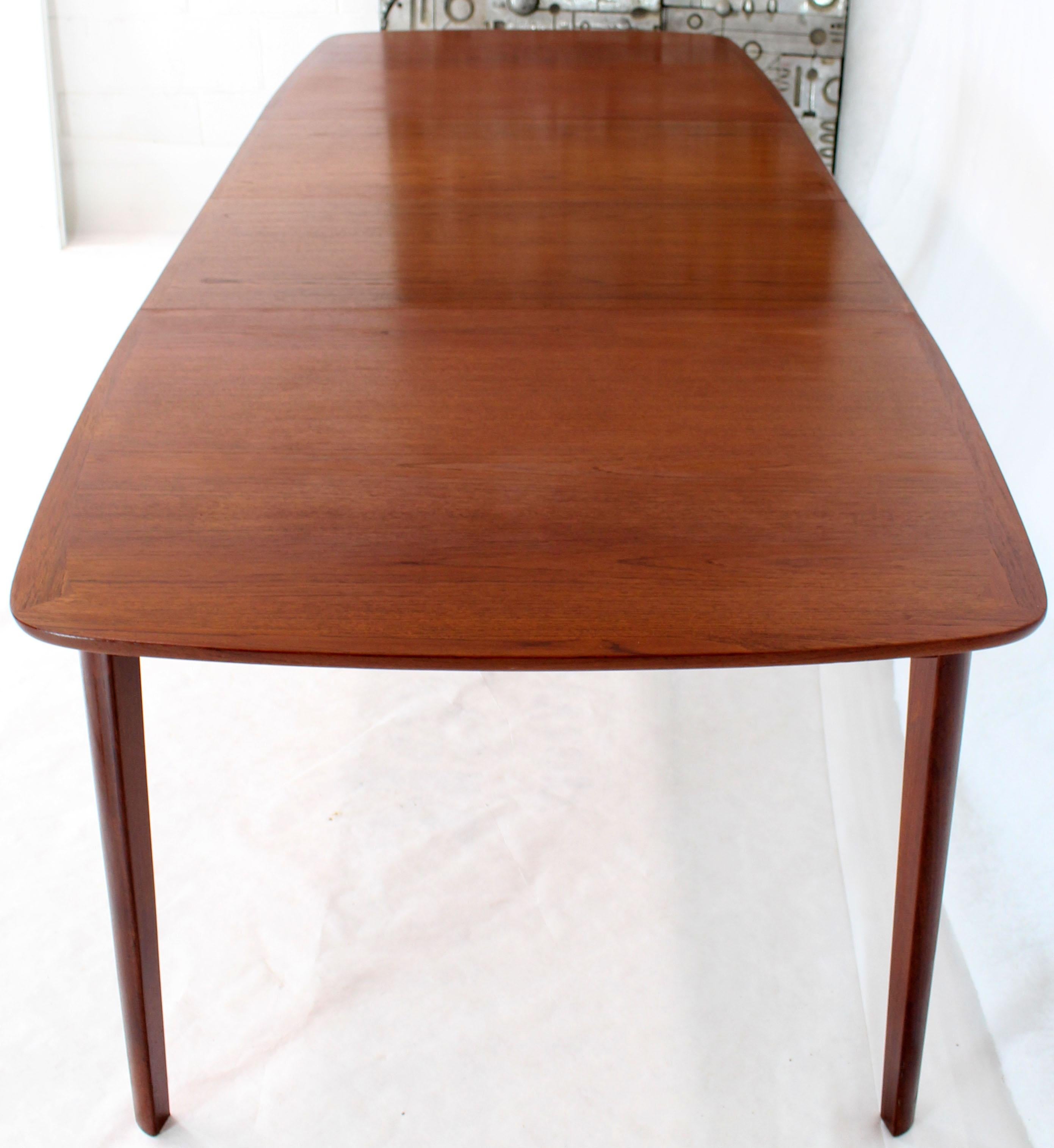 Danish Teak Mid-Century Modern Dining Banquet Table Self Storing Folding Leafs For Sale 4