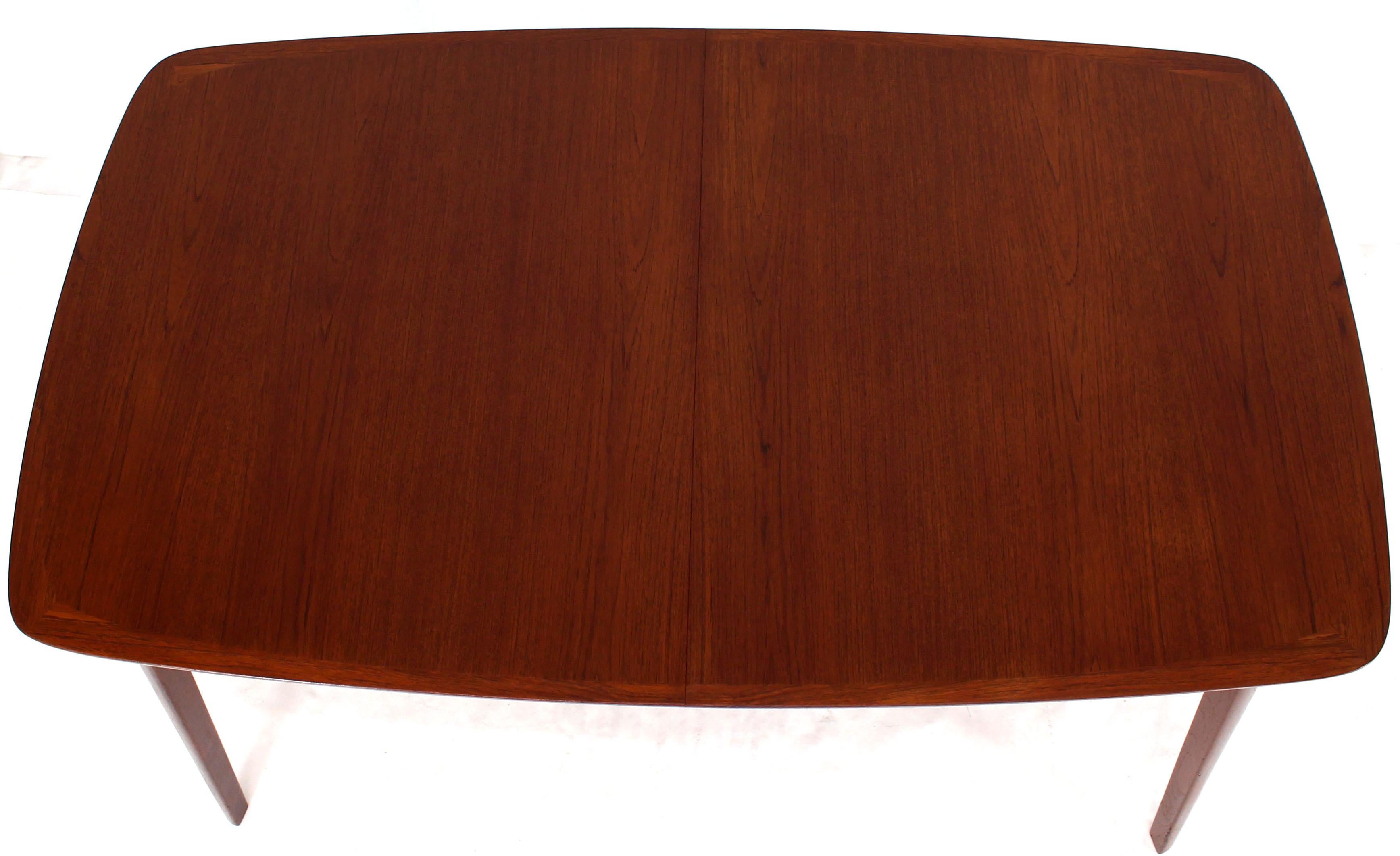 Danish Teak Mid-Century Modern Dining Banquet Table Self Storing Folding Leafs For Sale 8