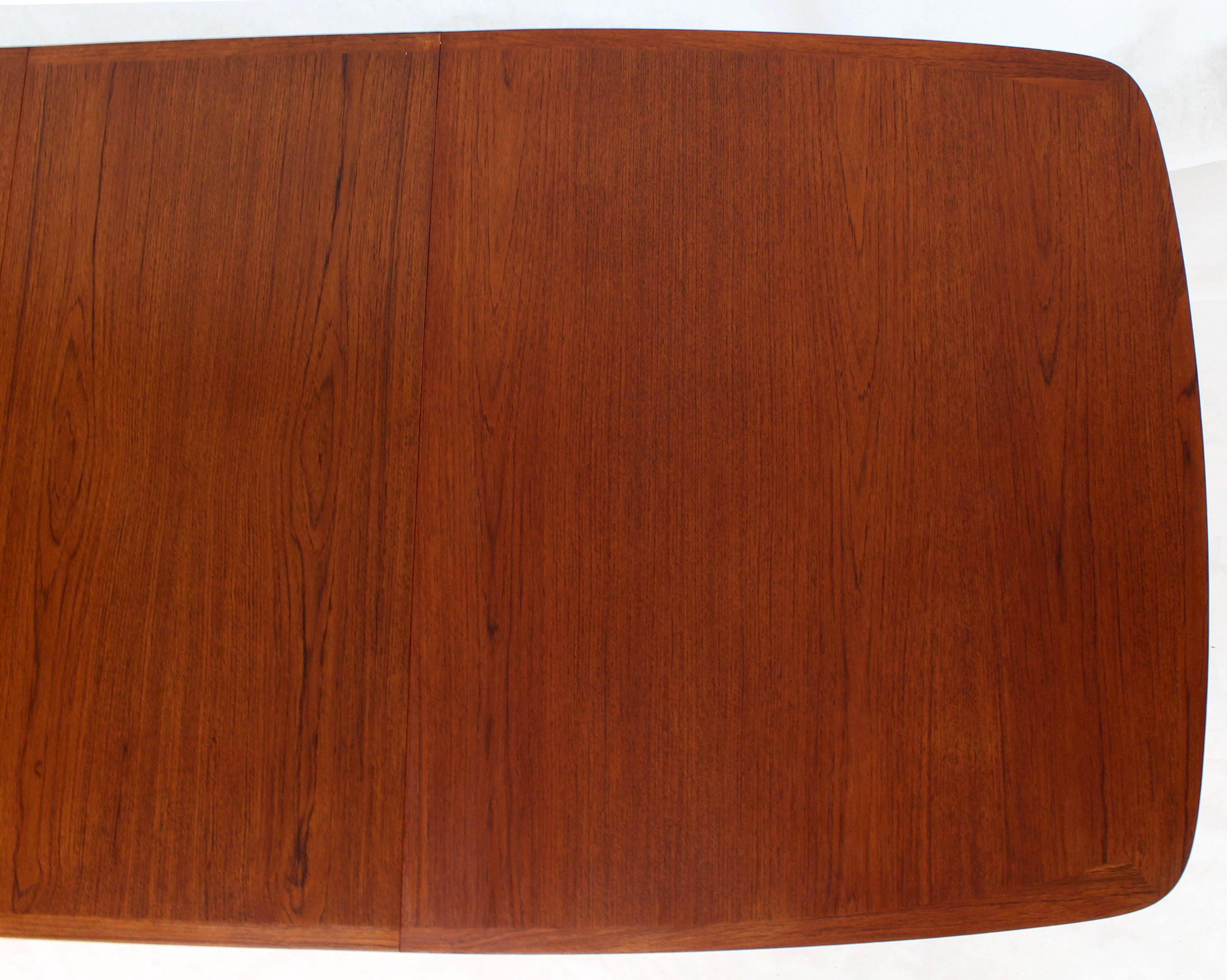 Danish Teak Mid-Century Modern Dining Banquet Table Self Storing Folding Leafs For Sale 1
