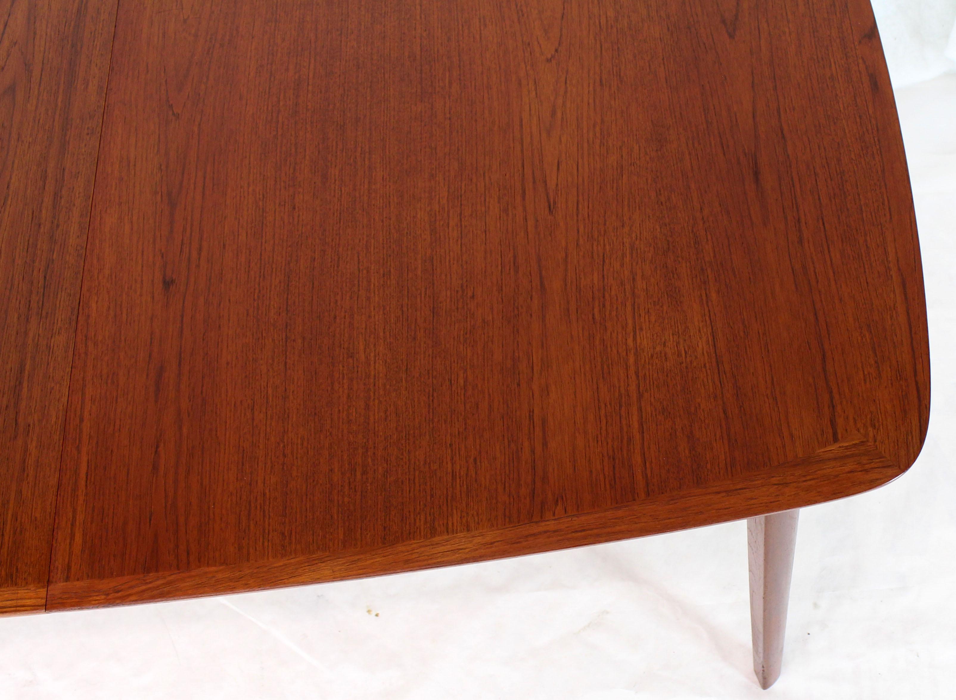 Danish Teak Mid-Century Modern Dining Banquet Table Self Storing Folding Leafs For Sale 3