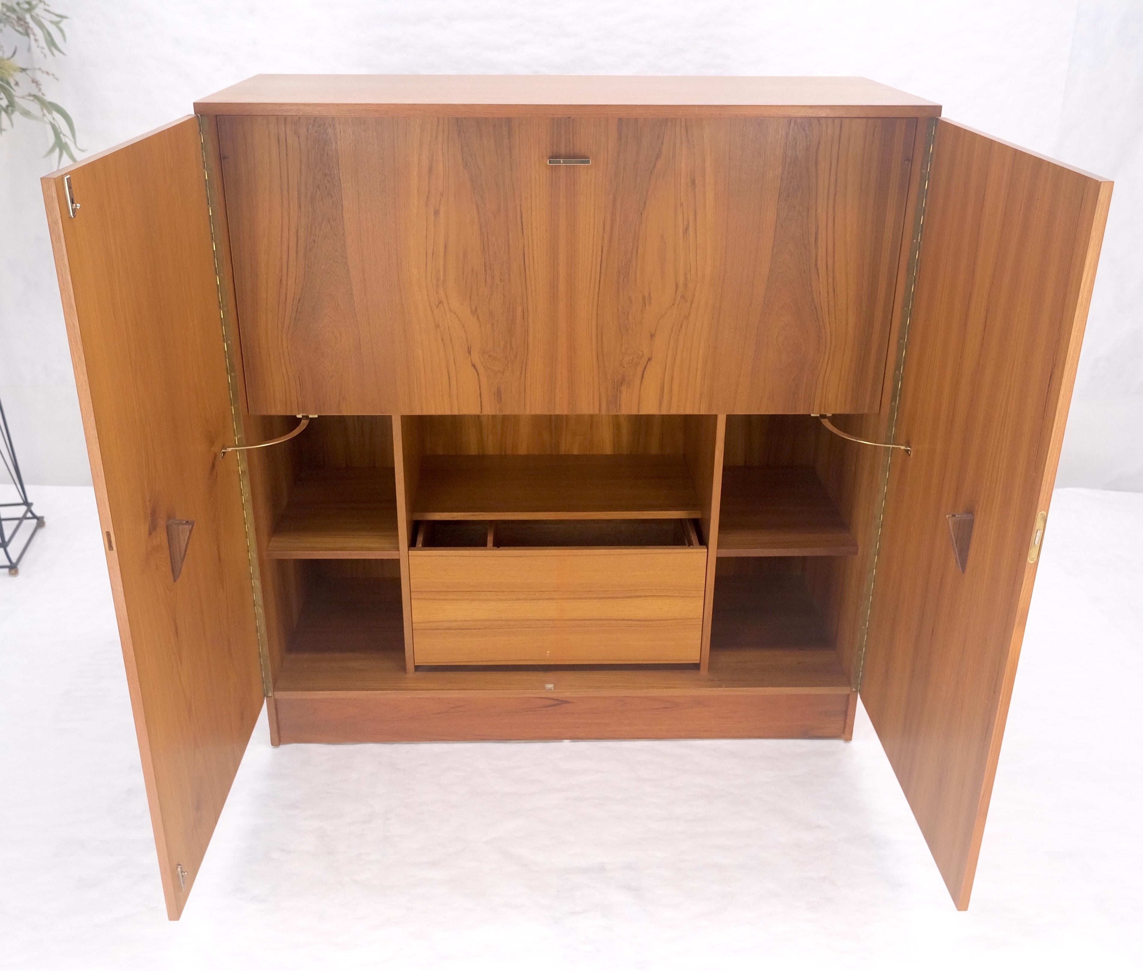 Danish Teak Mid Century Modern Drop Front Secretary Box Desk Cabinet MINT For Sale 7
