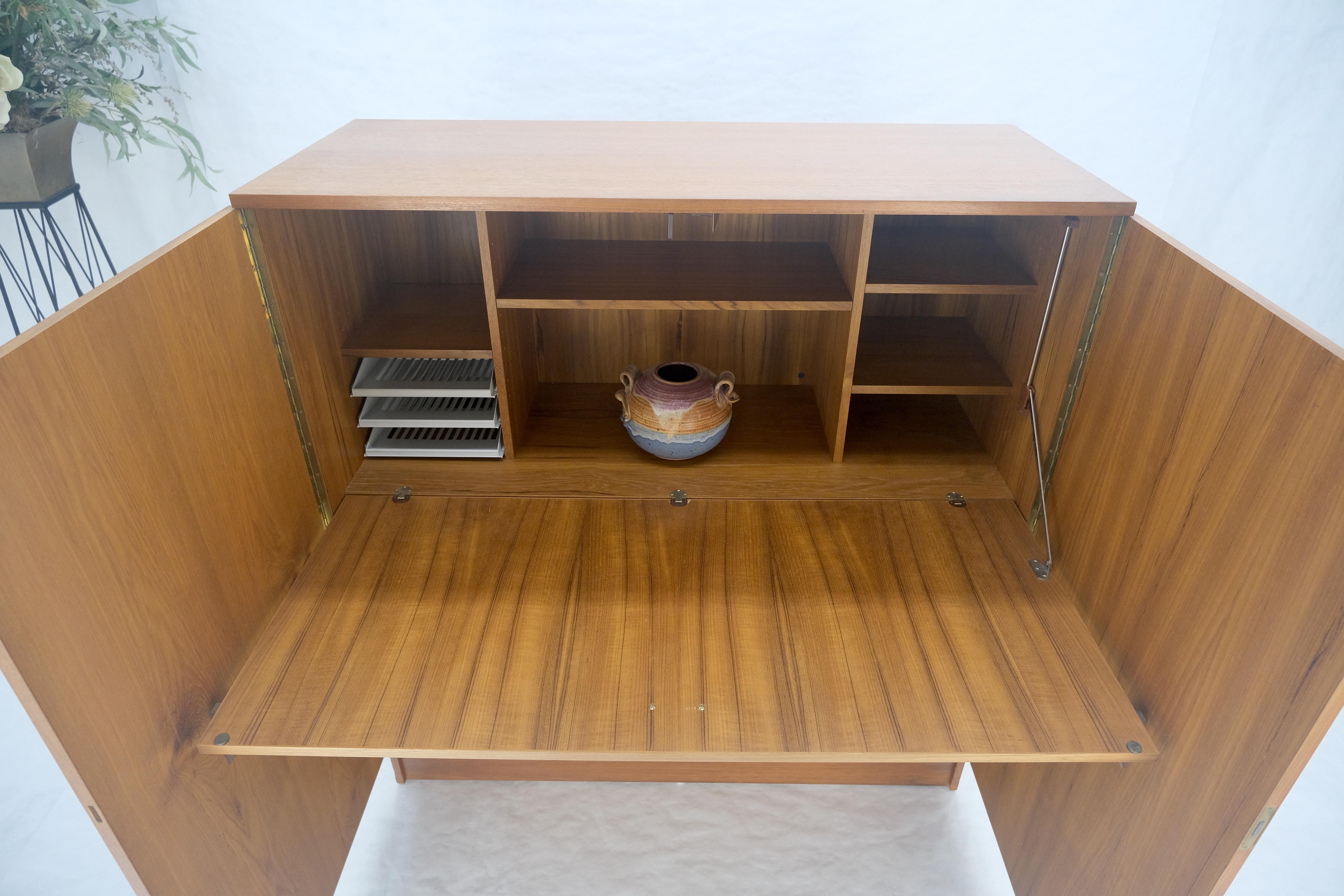 Danish Teak Mid Century Modern Drop Front Secretary Box Desk Cabinet MINT For Sale 10