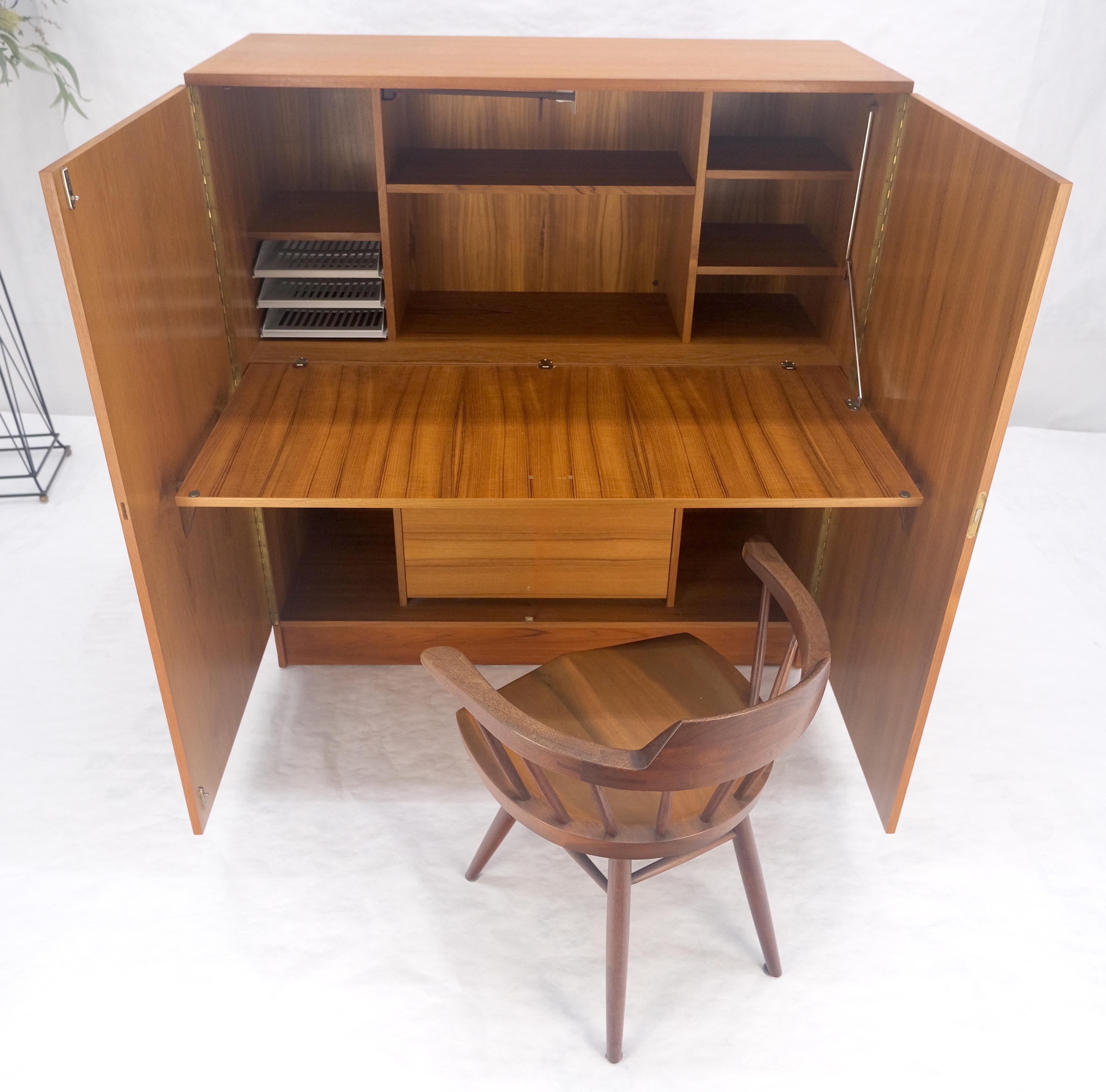Mid-Century Modern Danish Teak Mid Century Modern Drop Front Secretary Box Desk Cabinet MINT For Sale