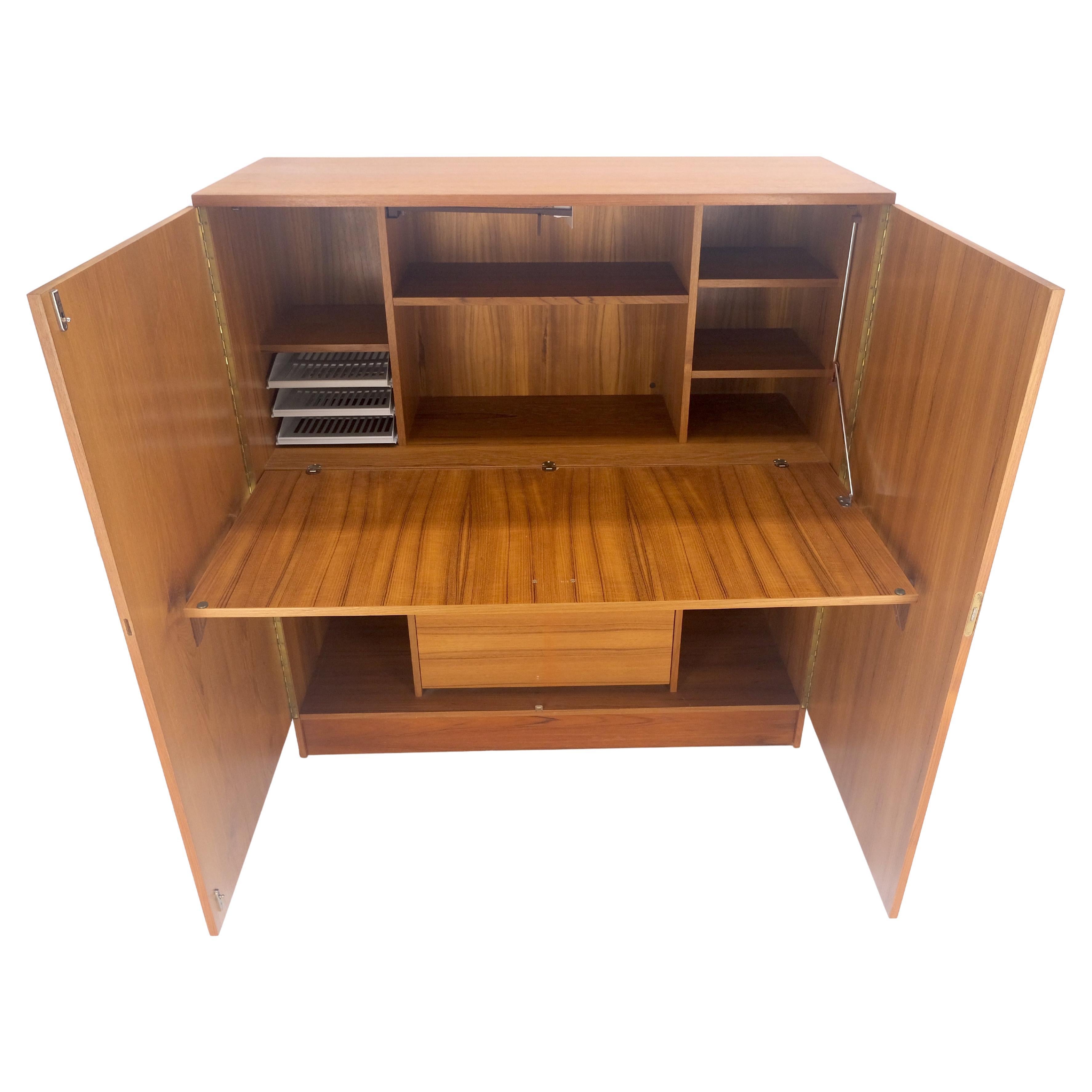 Danish Teak Mid Century Modern Drop Front Secretary Box Desk Cabinet MINT
