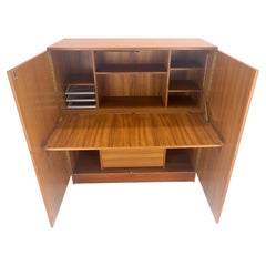 Danish Teak Mid Century Modern Drop Front Secretary Box Desk Cabinet MINT