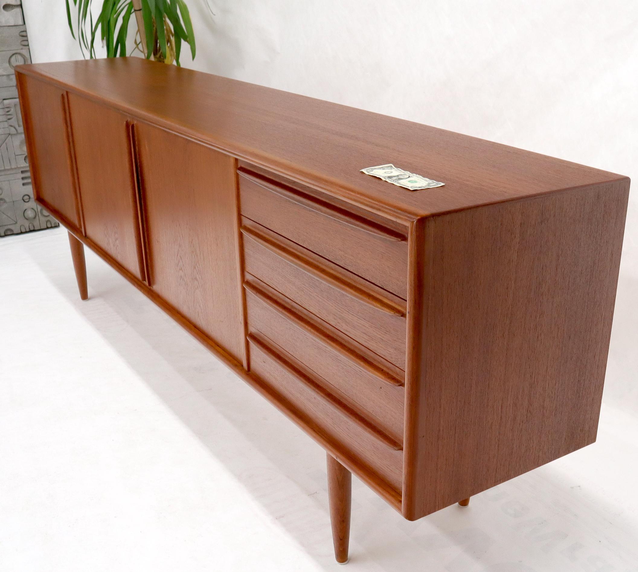 Danish Teak Mid-Century Modern Extra Long 4 Sections Credenza 3