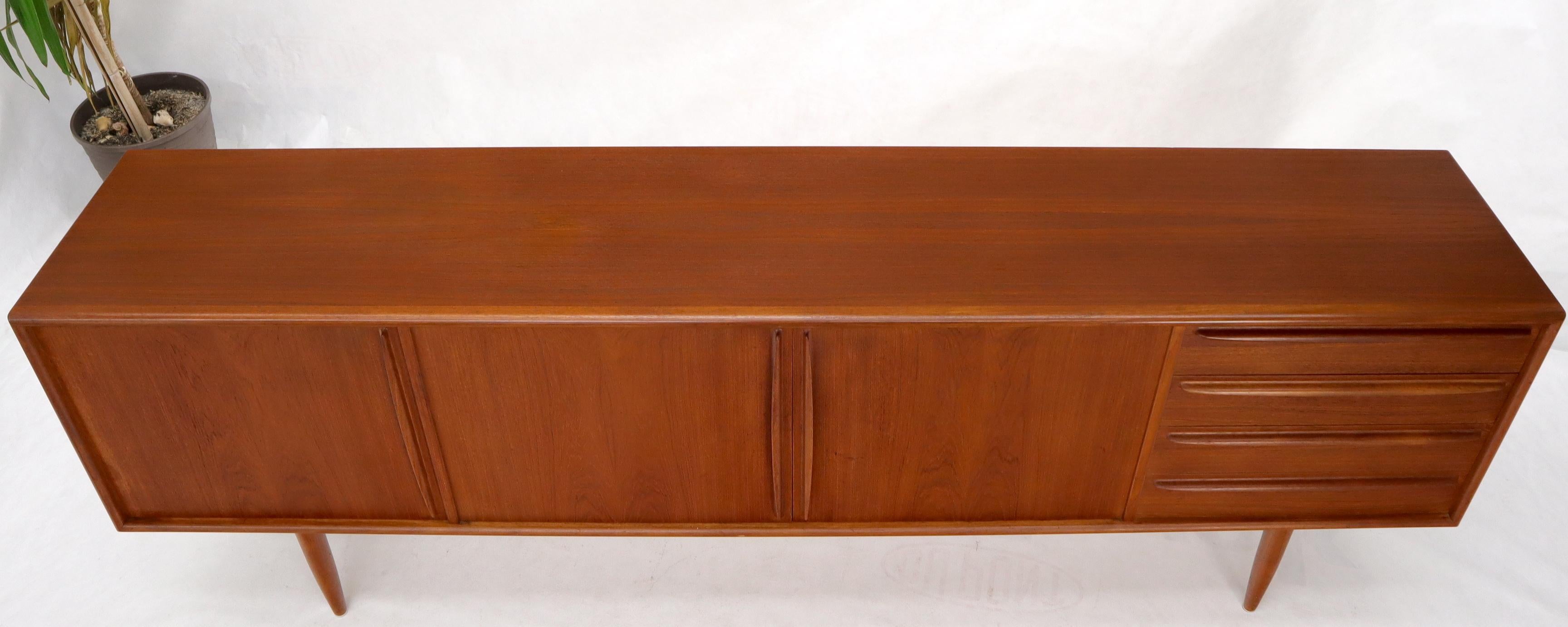 Danish Teak Mid-Century Modern Extra Long 4 Sections Credenza 4