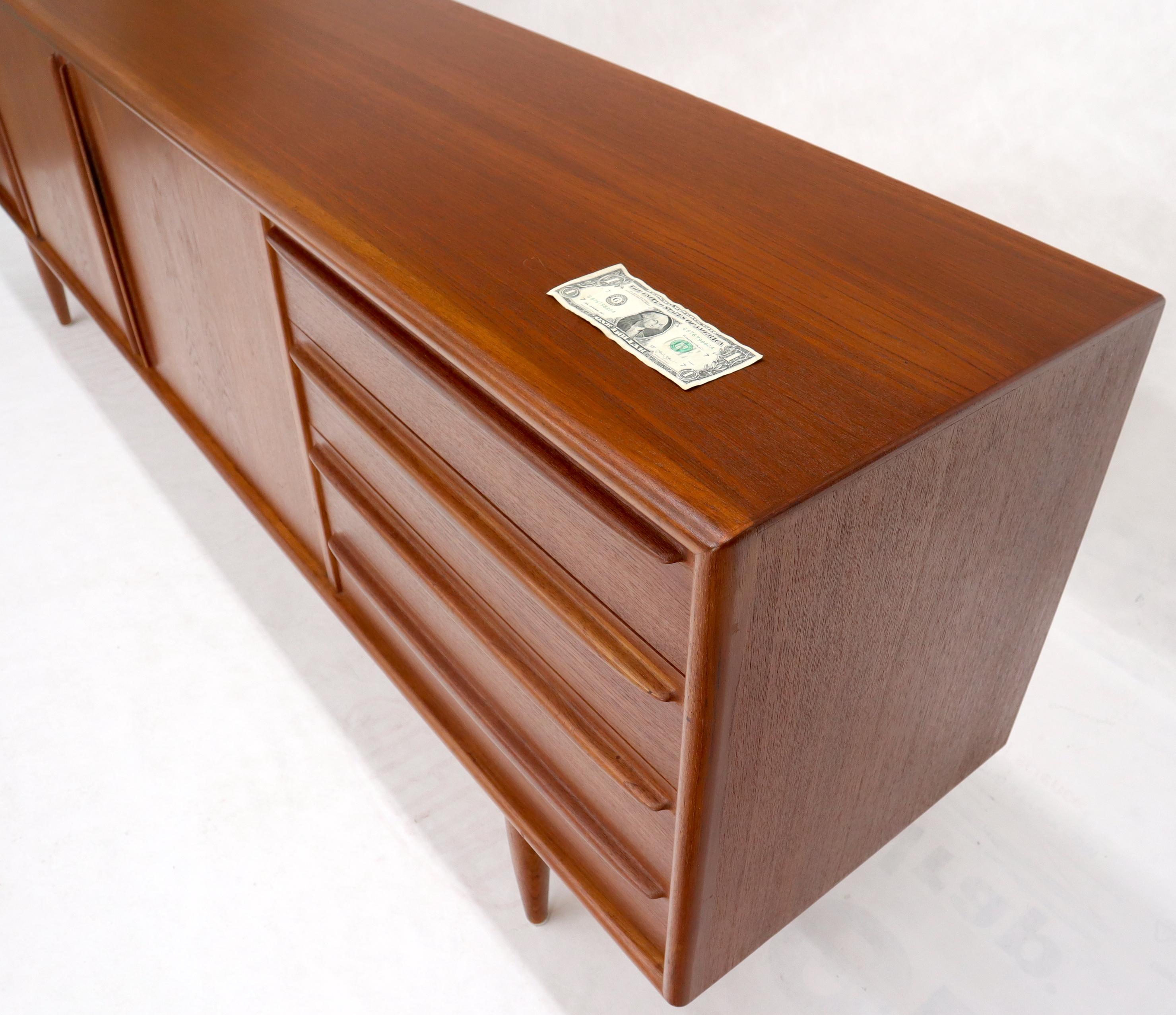 Danish Teak Mid-Century Modern Extra Long 4 Sections Credenza 9
