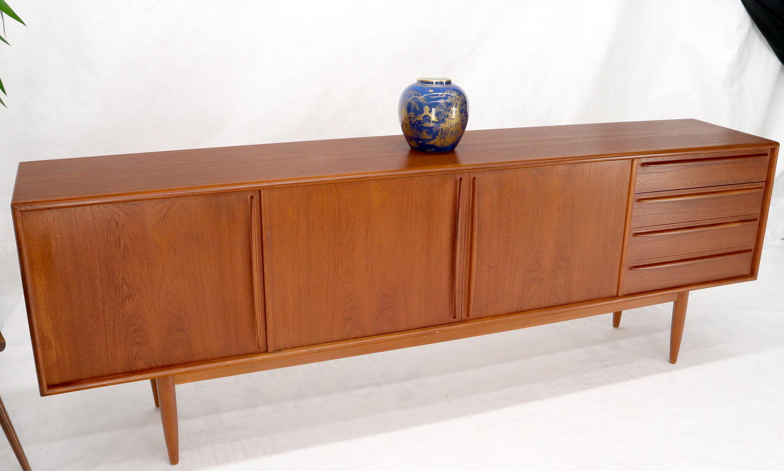 Danish Teak Mid-Century Modern Extra Long 4 Sections Credenza 11