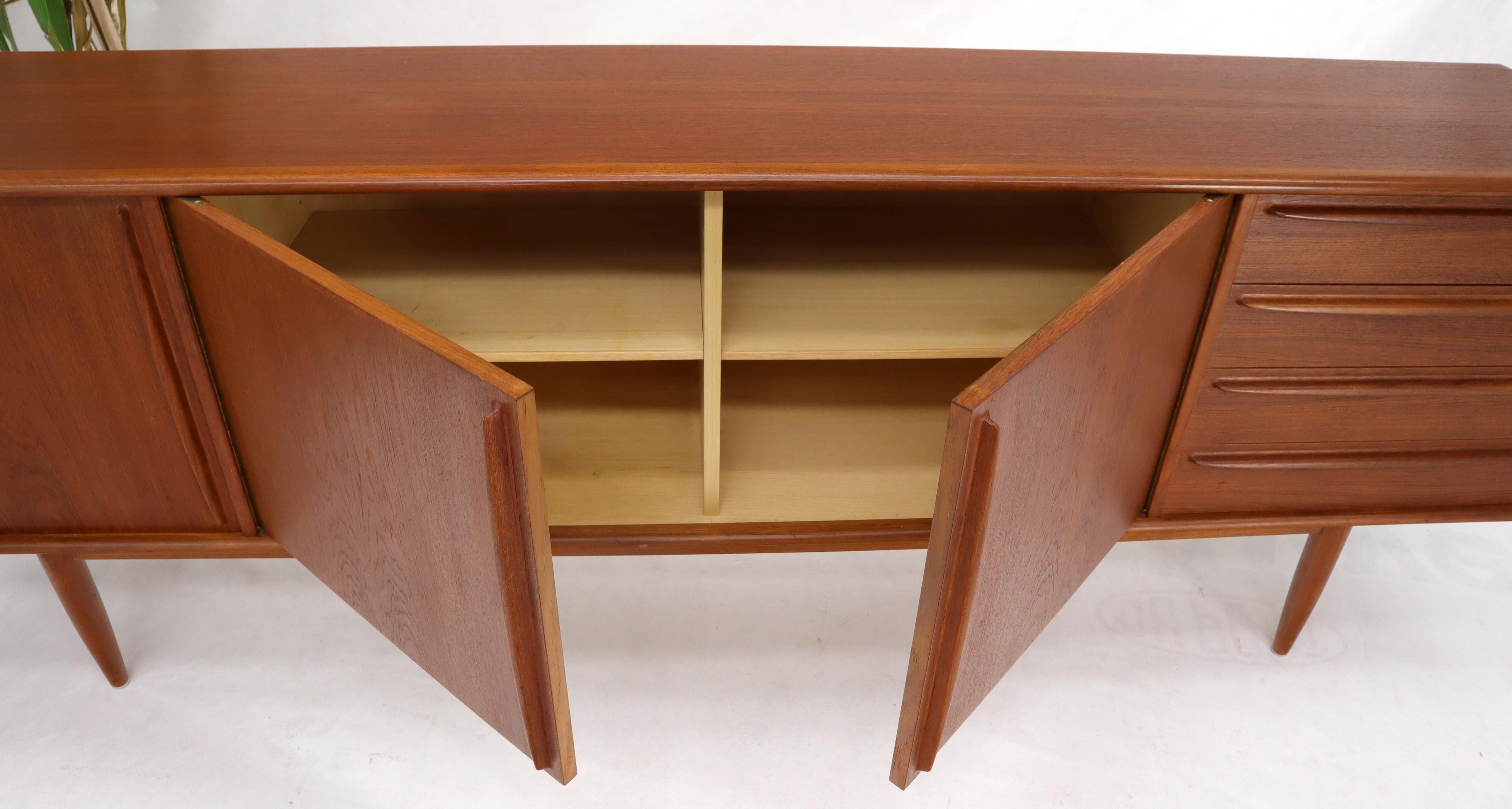 Lacquered Danish Teak Mid-Century Modern Extra Long 4 Sections Credenza