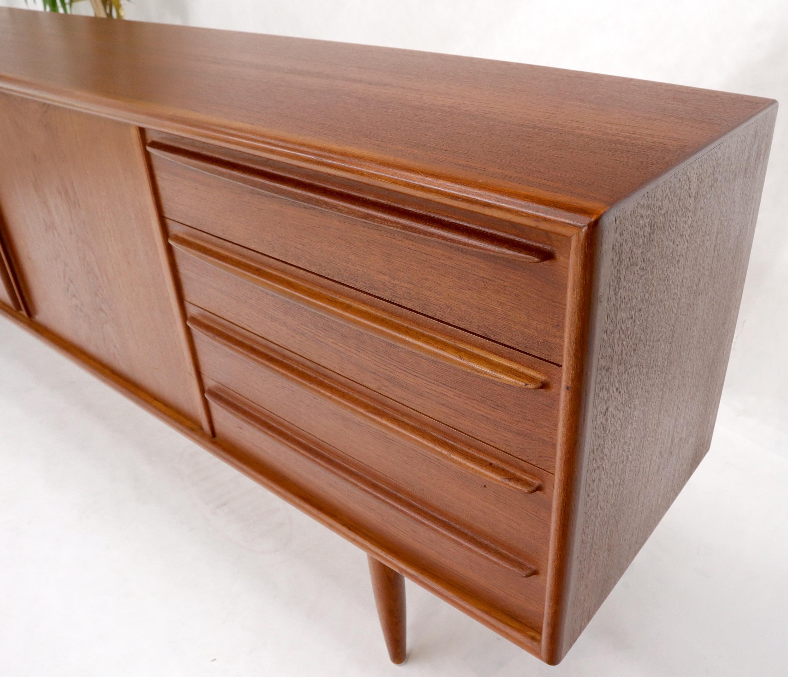 20th Century Danish Teak Mid-Century Modern Extra Long 4 Sections Credenza