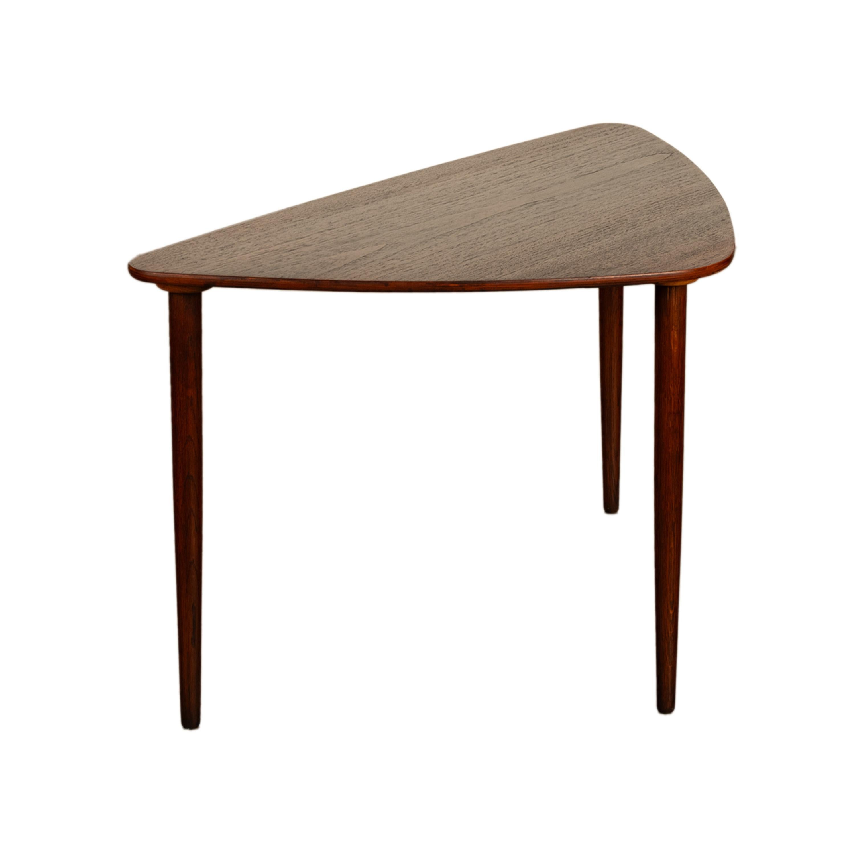 Danish Teak Mid Century Modern Guitar Pick Set 3 Nesting Tables Mogens Kold 1960 For Sale 13