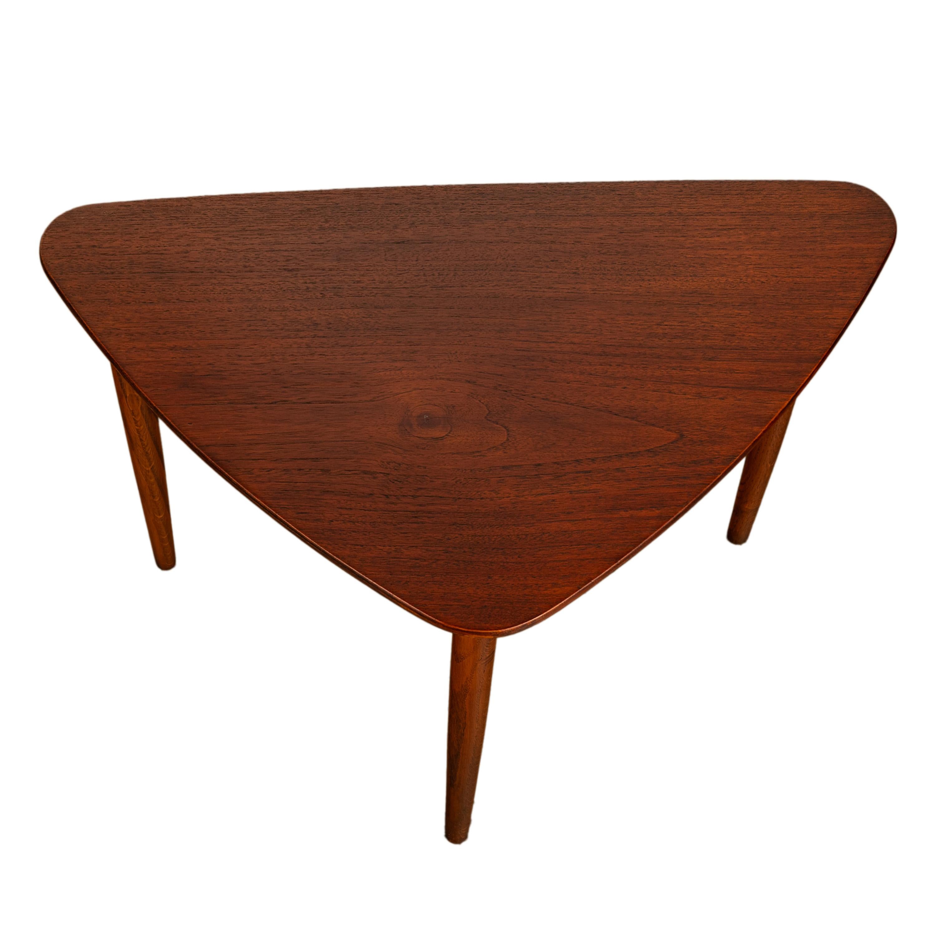 Danish Teak Mid Century Modern Guitar Pick Set 3 Nesting Tables Mogens Kold 1960 For Sale 14