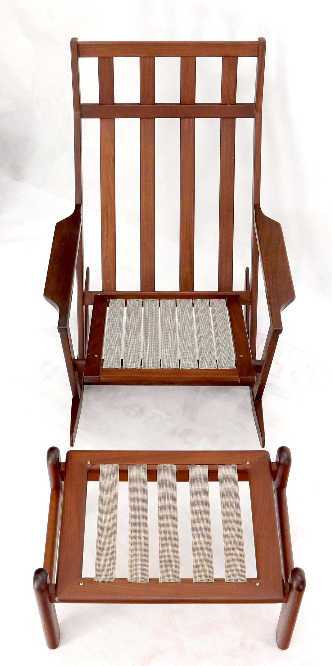 Danish Teak Mid-Century Modern Lounge Rocking Chair with Ottoman 5
