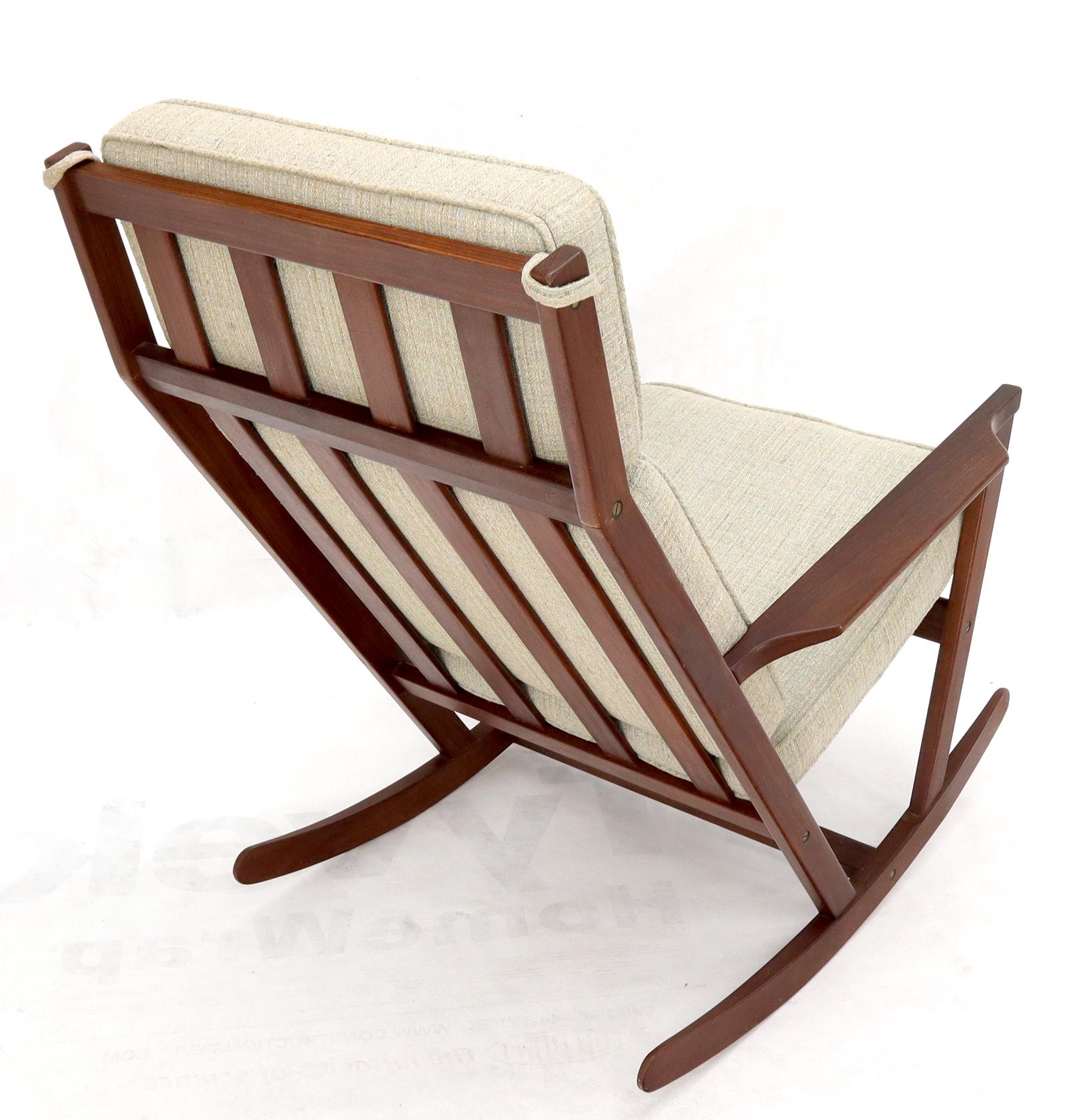 Danish Teak Mid-Century Modern Lounge Rocking Chair with Ottoman 10