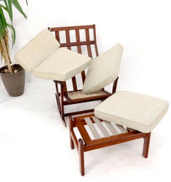 Danish Teak Mid-Century Modern Lounge Rocking Chair with Ottoman