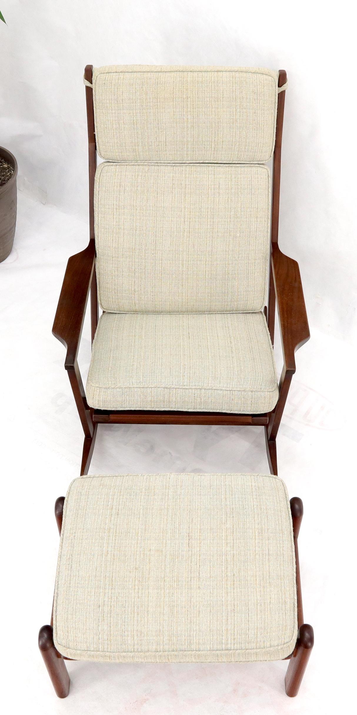 Upholstery Danish Teak Mid-Century Modern Lounge Rocking Chair with Ottoman