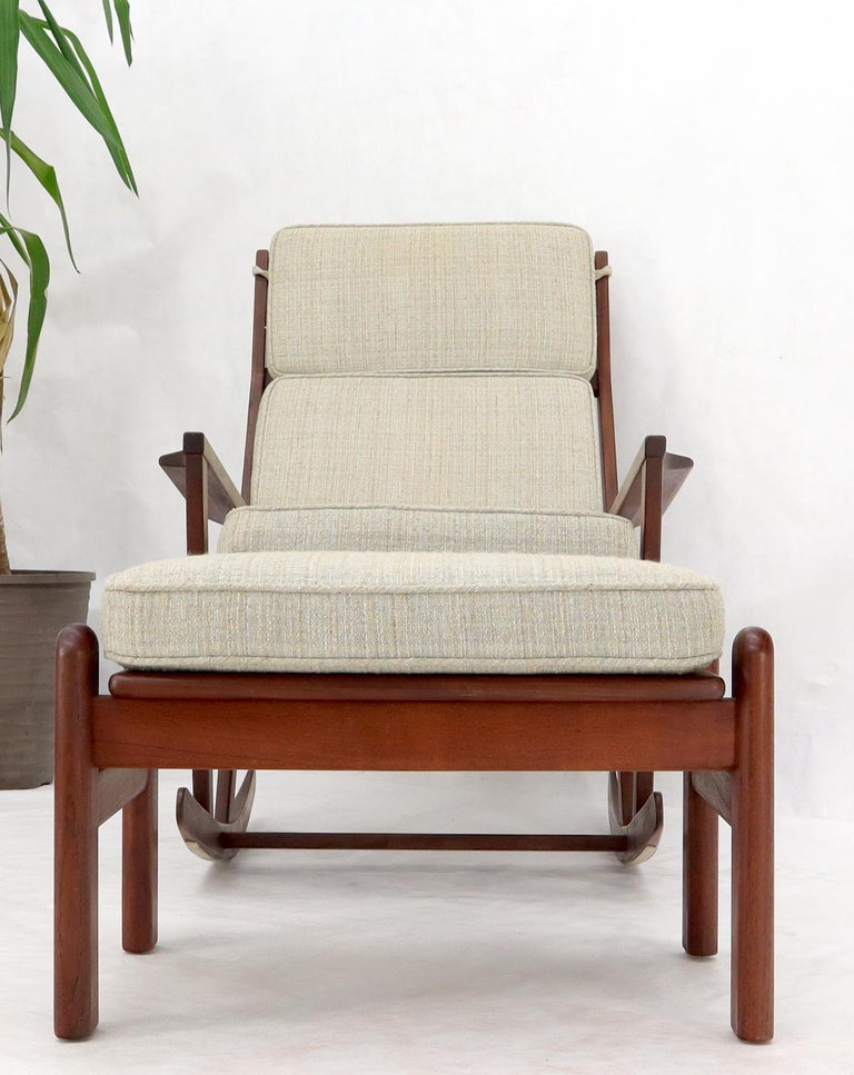 Danish Teak Mid-Century Modern Lounge Rocking Chair with Ottoman at 1stDibs