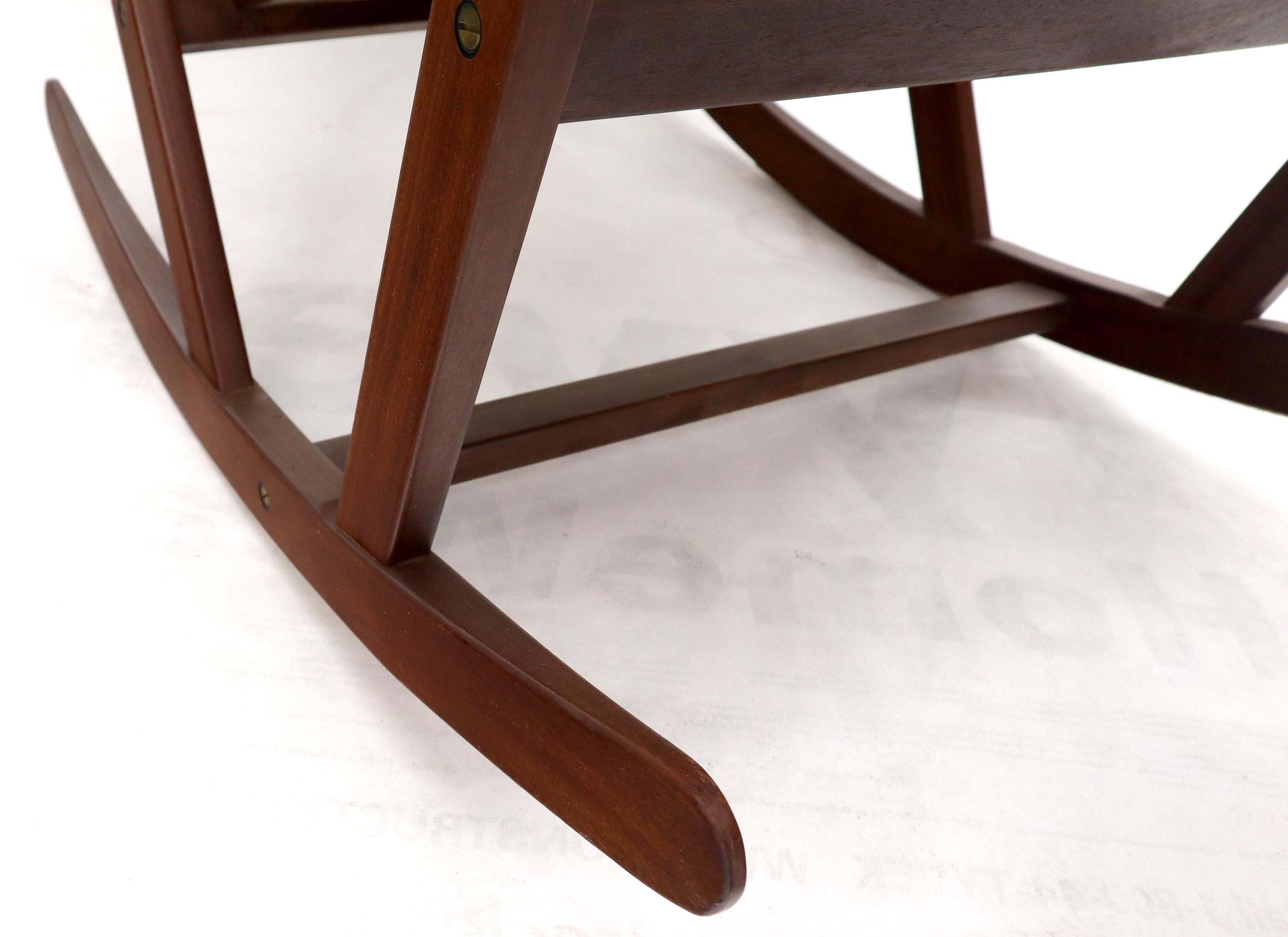 Danish Teak Mid-Century Modern Lounge Rocking Chair with Ottoman 4